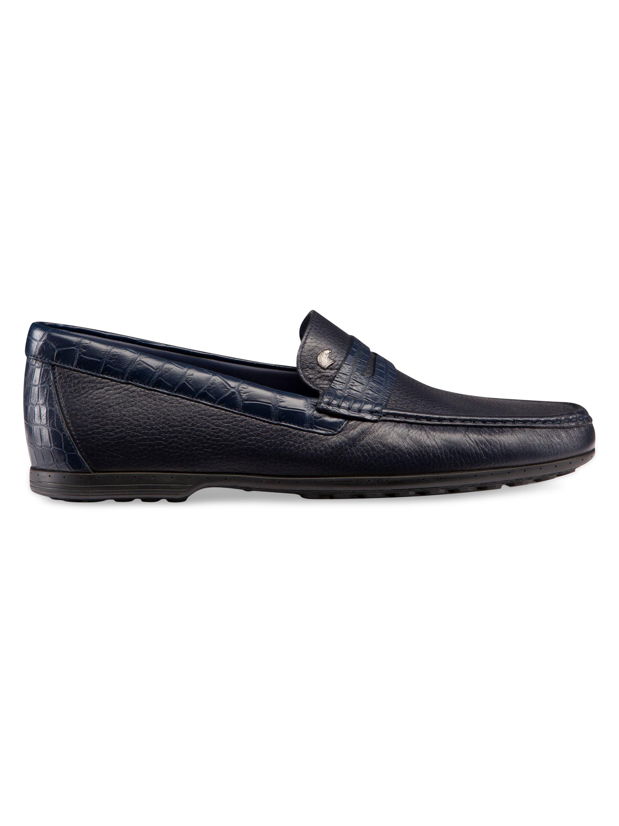 Stefano Ricci Men's Matted Crocodile Loafers - Blue