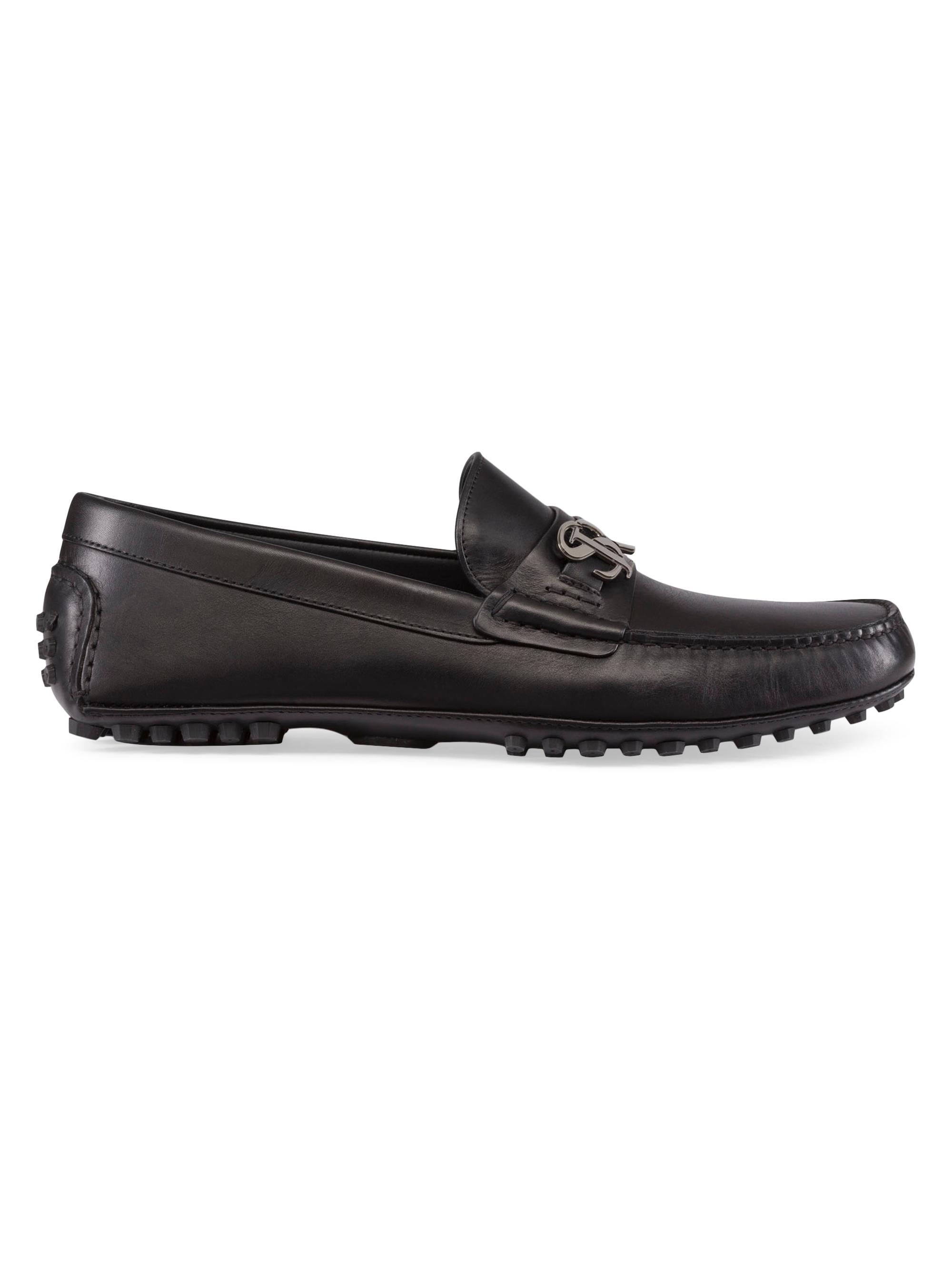 Stefano Ricci Men's Calfskin Leather Driving Shoes - Black