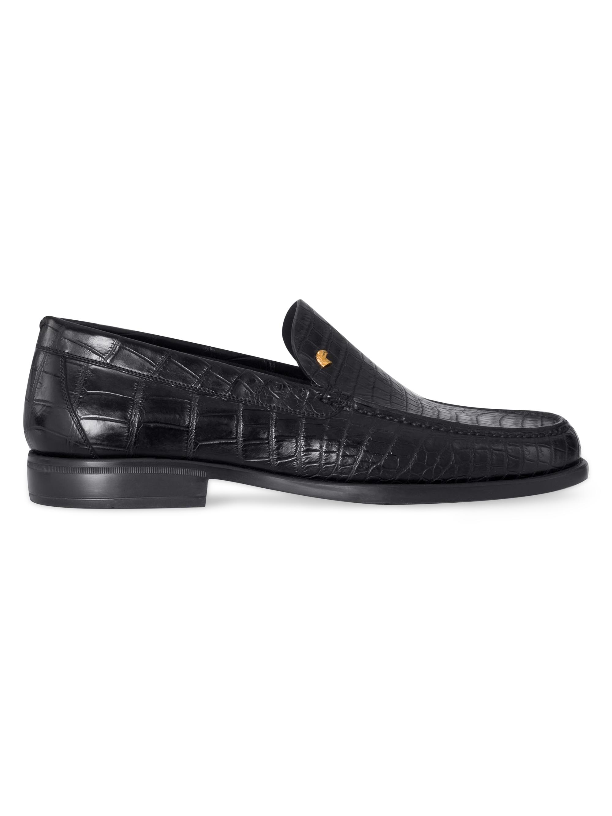 Stefano Ricci Men's Matted Crocodile Leather Loafers - Black