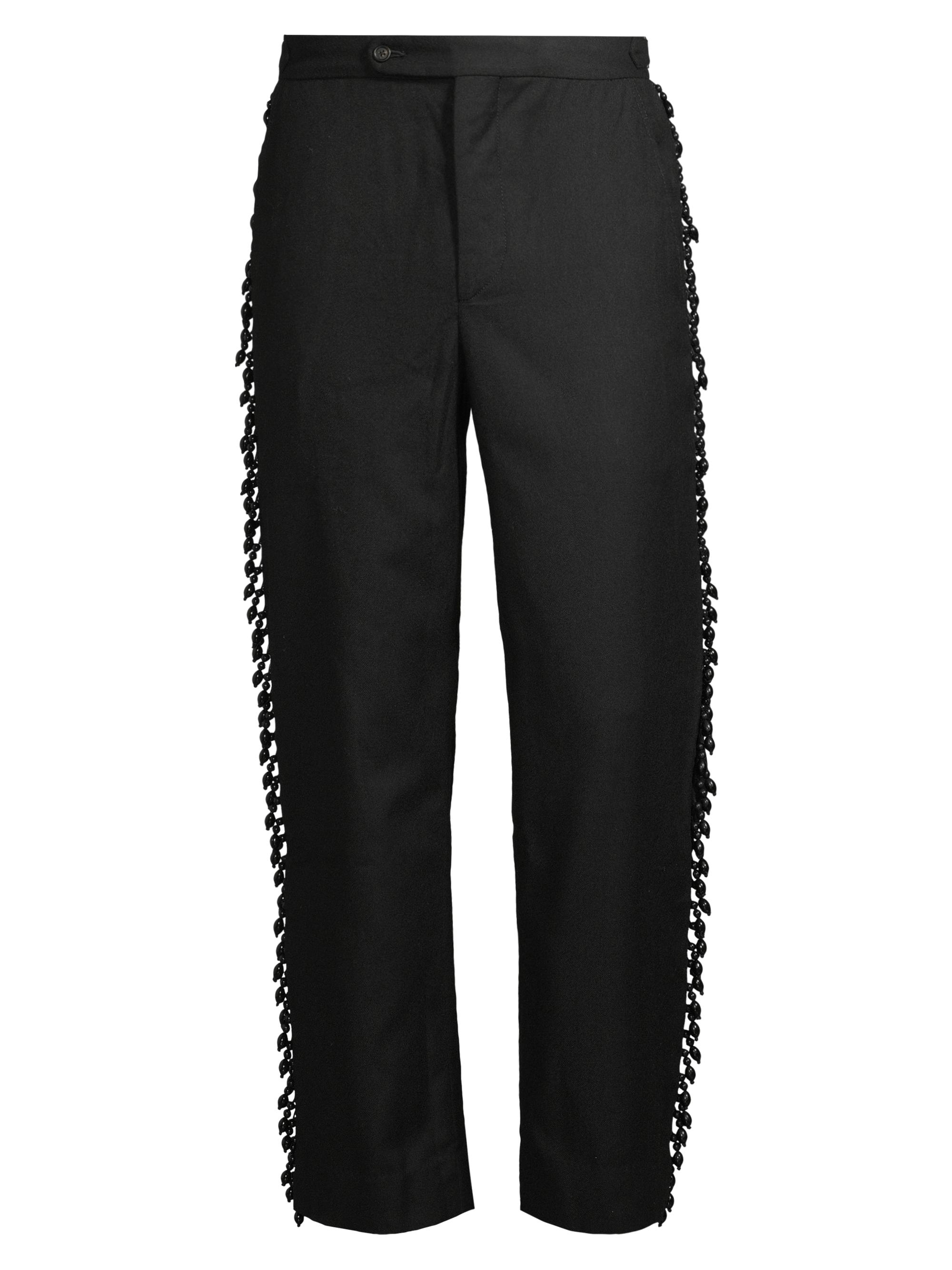 Bode Men's Beaded Fringe Trousers - Black