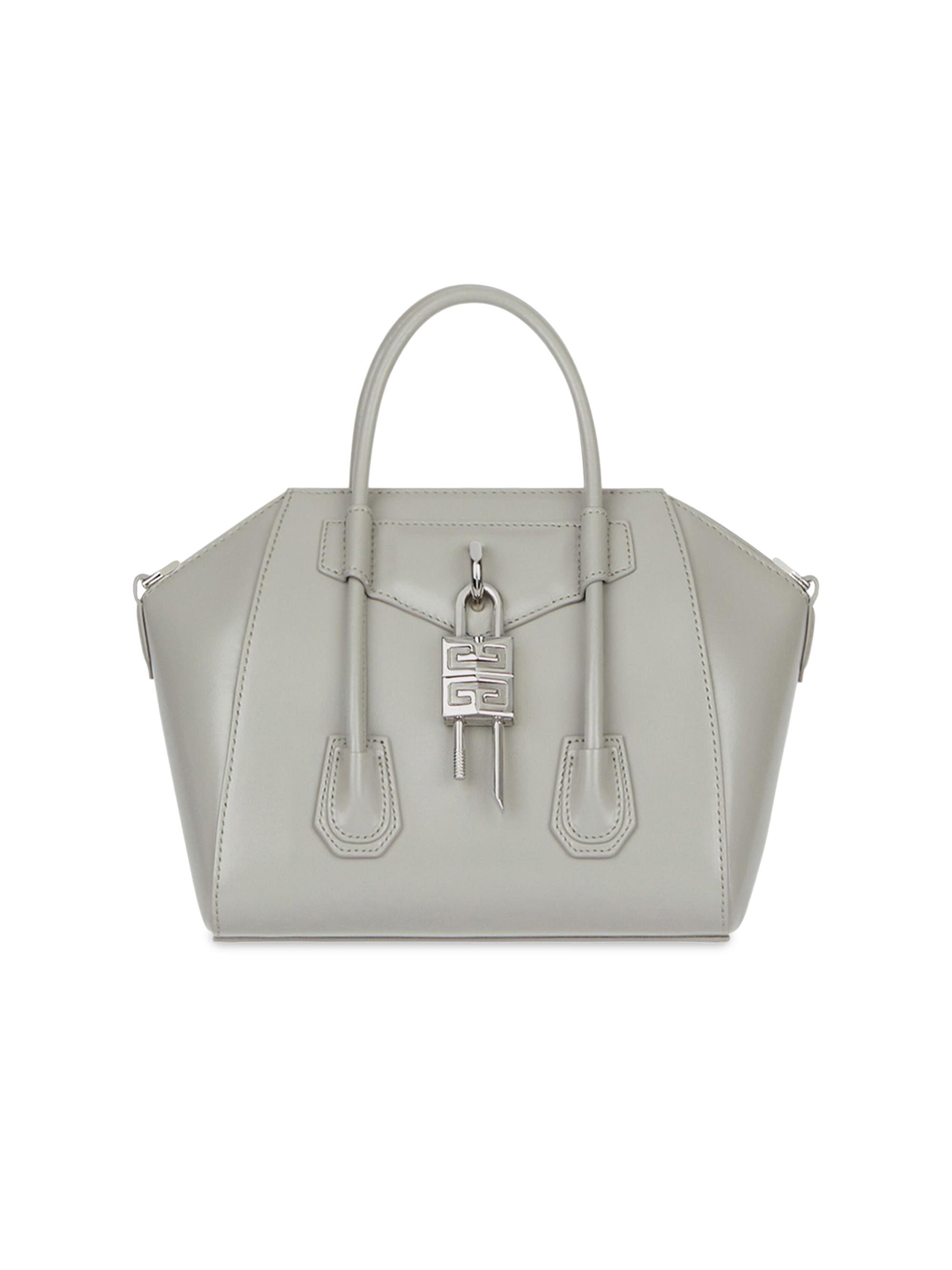 Givenchy Women's Mini Antigona Lock Leather Satchel Grey