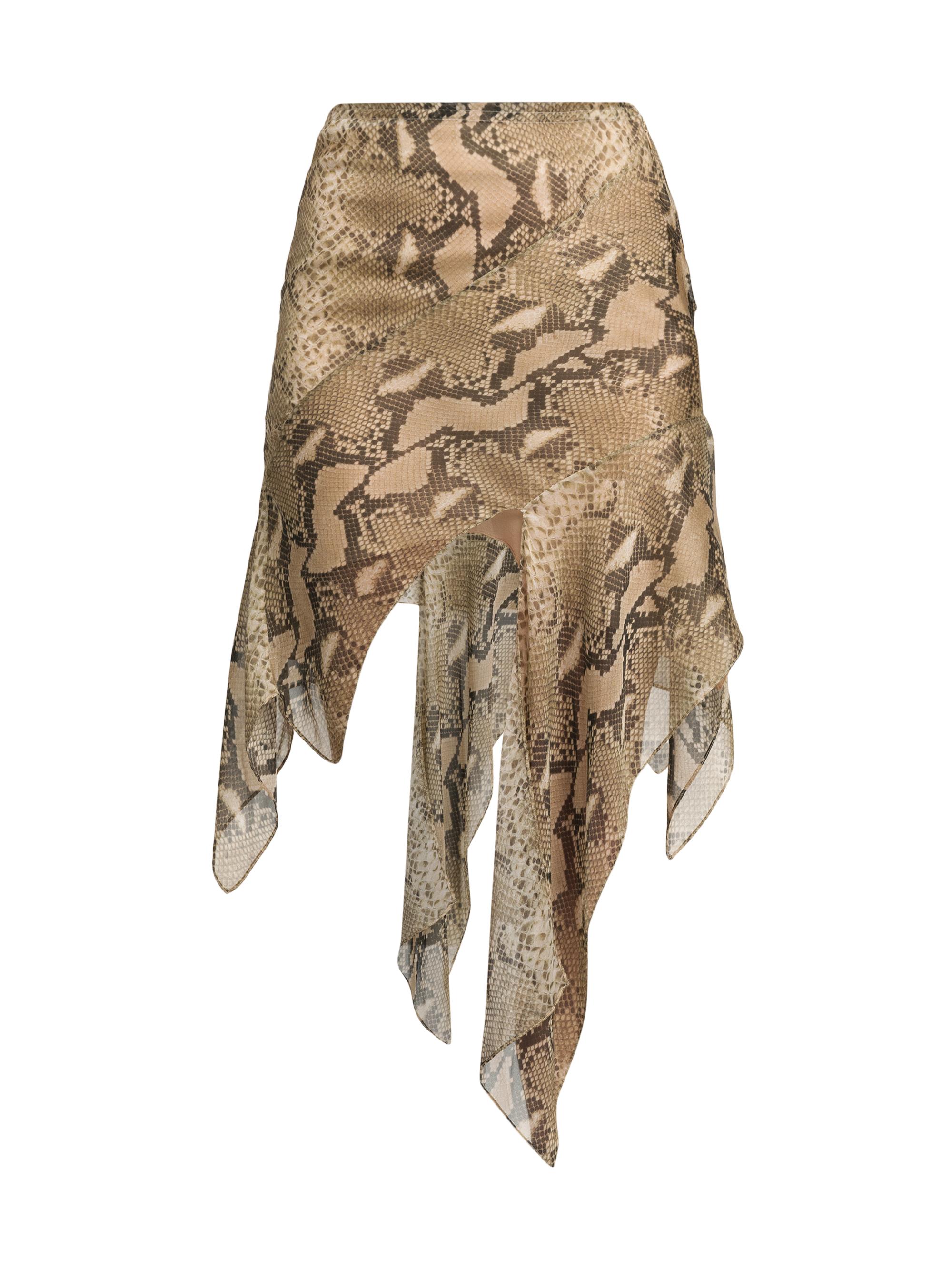 Stella McCartney Women's Asymmetric Python-Print Silk Skirt - Brown Multi