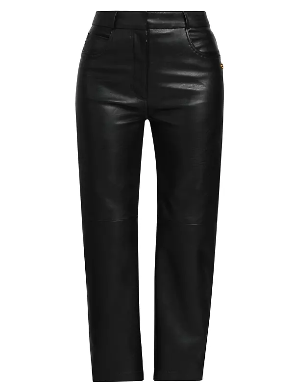 Shop Stella McCartney Alter Mat Vegan Leather Cropped Trousers
