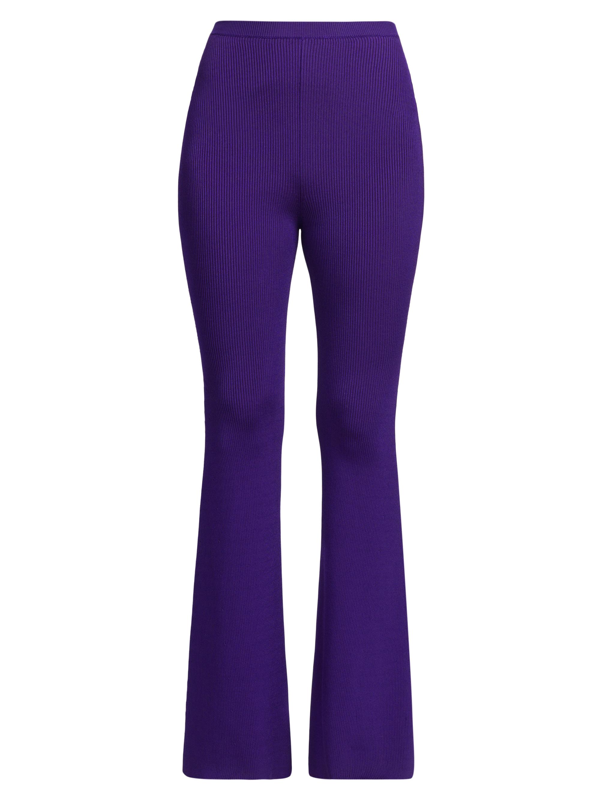 Stella McCartney Women's Rib-Knit Flare Trousers - Deep Purple