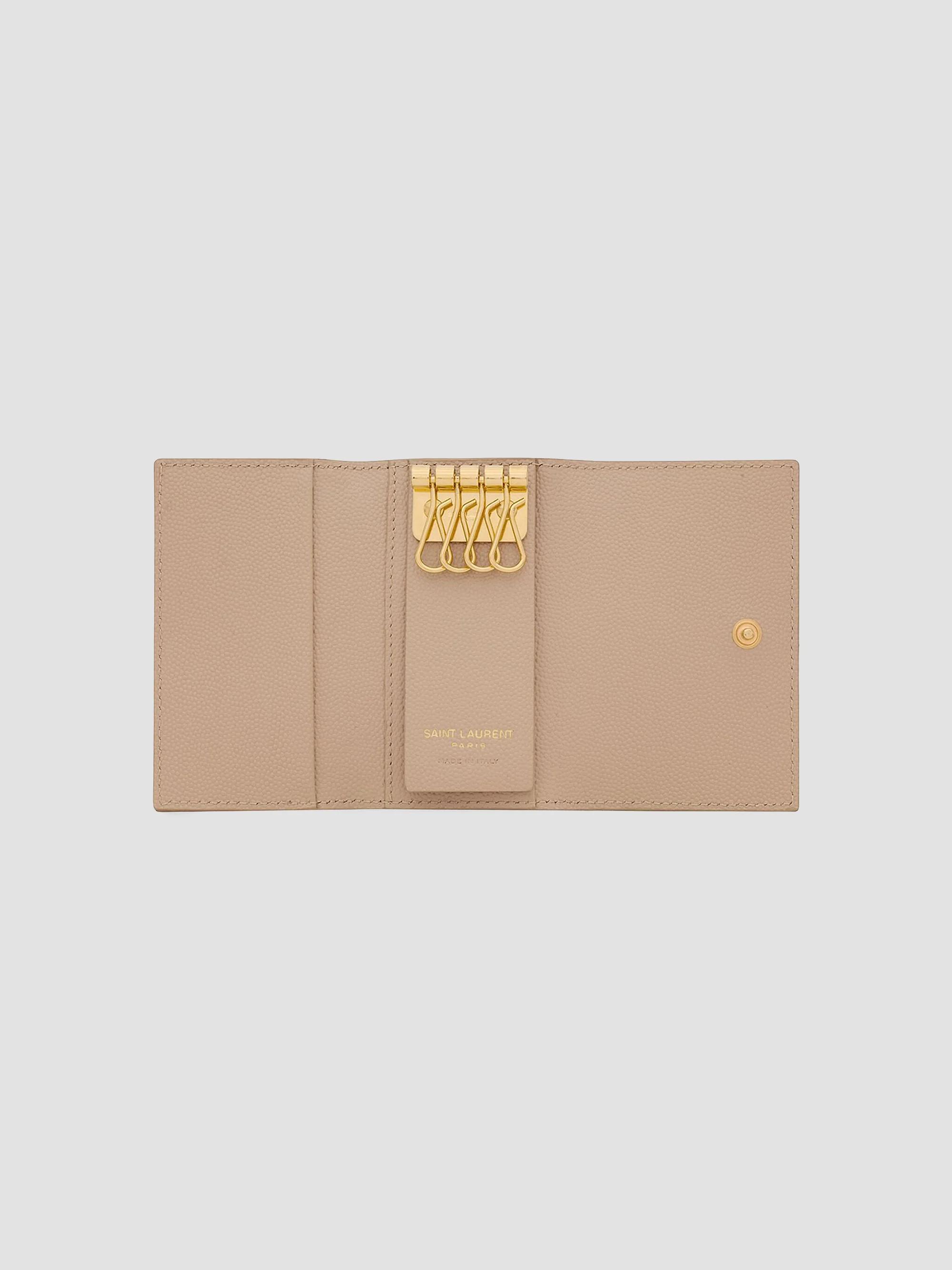 Saint Laurent Cassandre Slim Key Case in Grain De Poudre Embossed