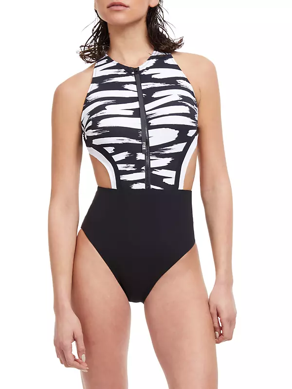 Shop Gottex Swimwear Zip-Front One-Piece Swimsuit