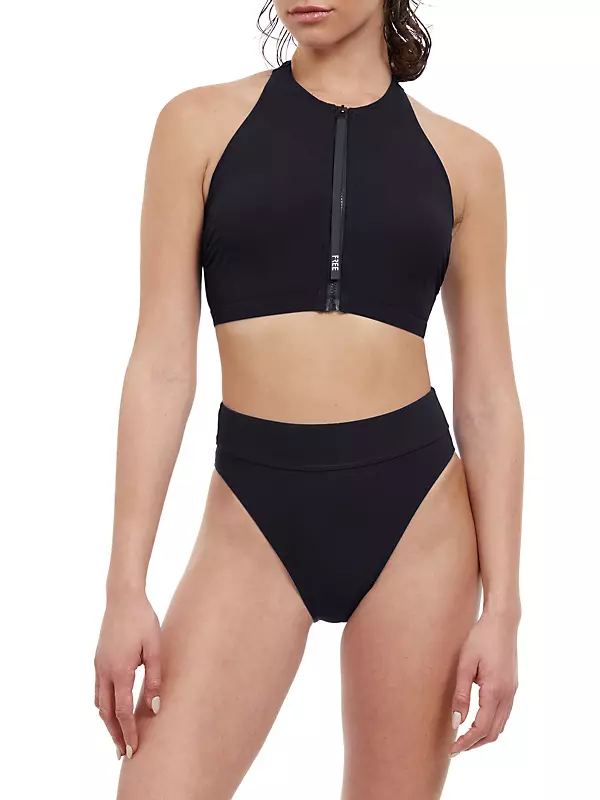 Zip-Front Bikini Swim Top for Women