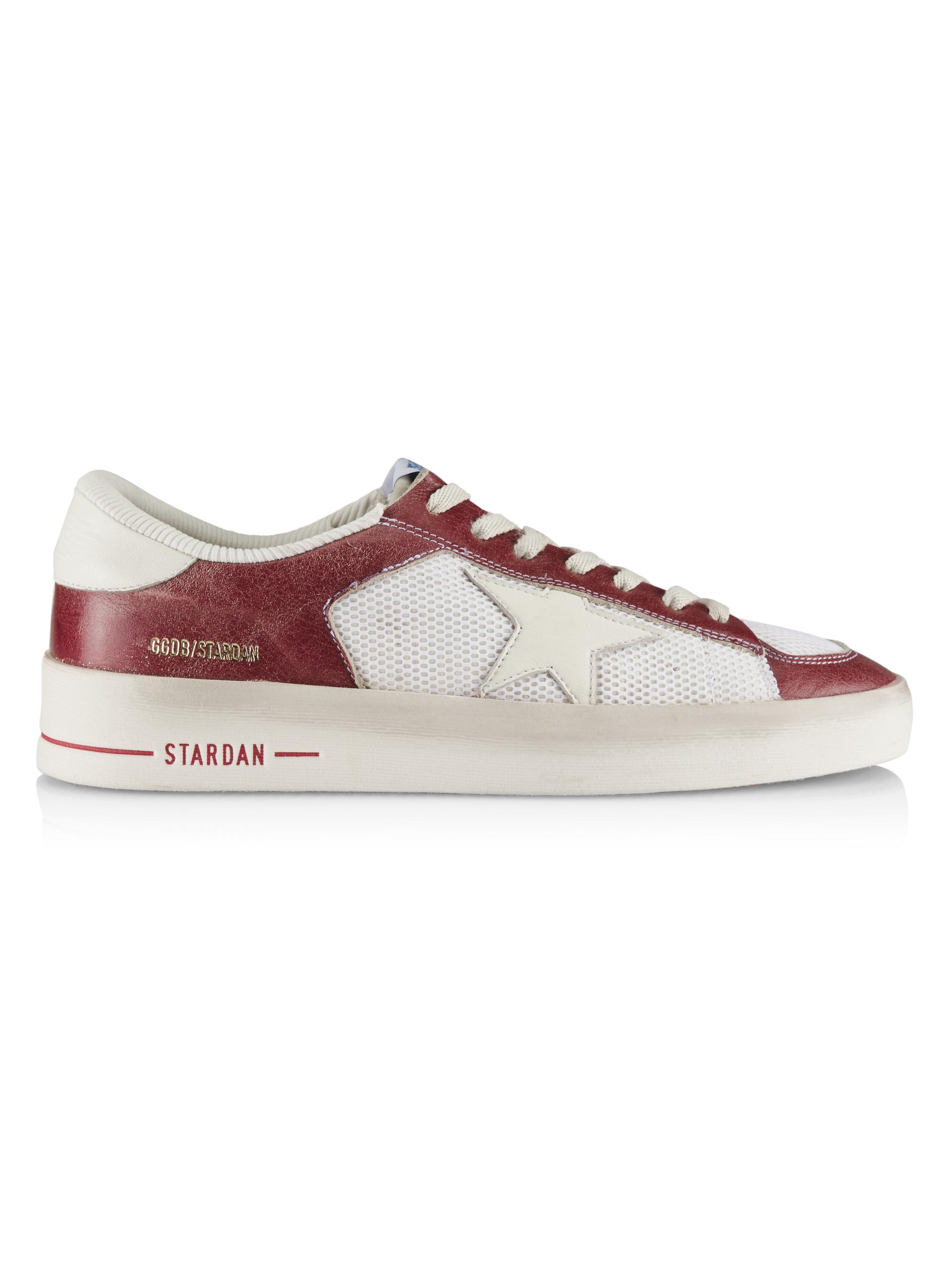 Golden Goose Men's Stardan Vintage Leather Low-Top Sneakers - White Ecru Red White