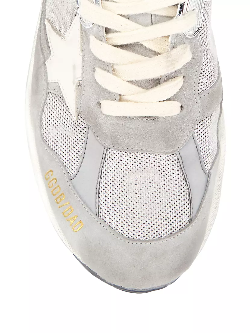 Golden Goose Running Dad Net And Suede Upper Leather Star Suede Spur Pink/White  80454