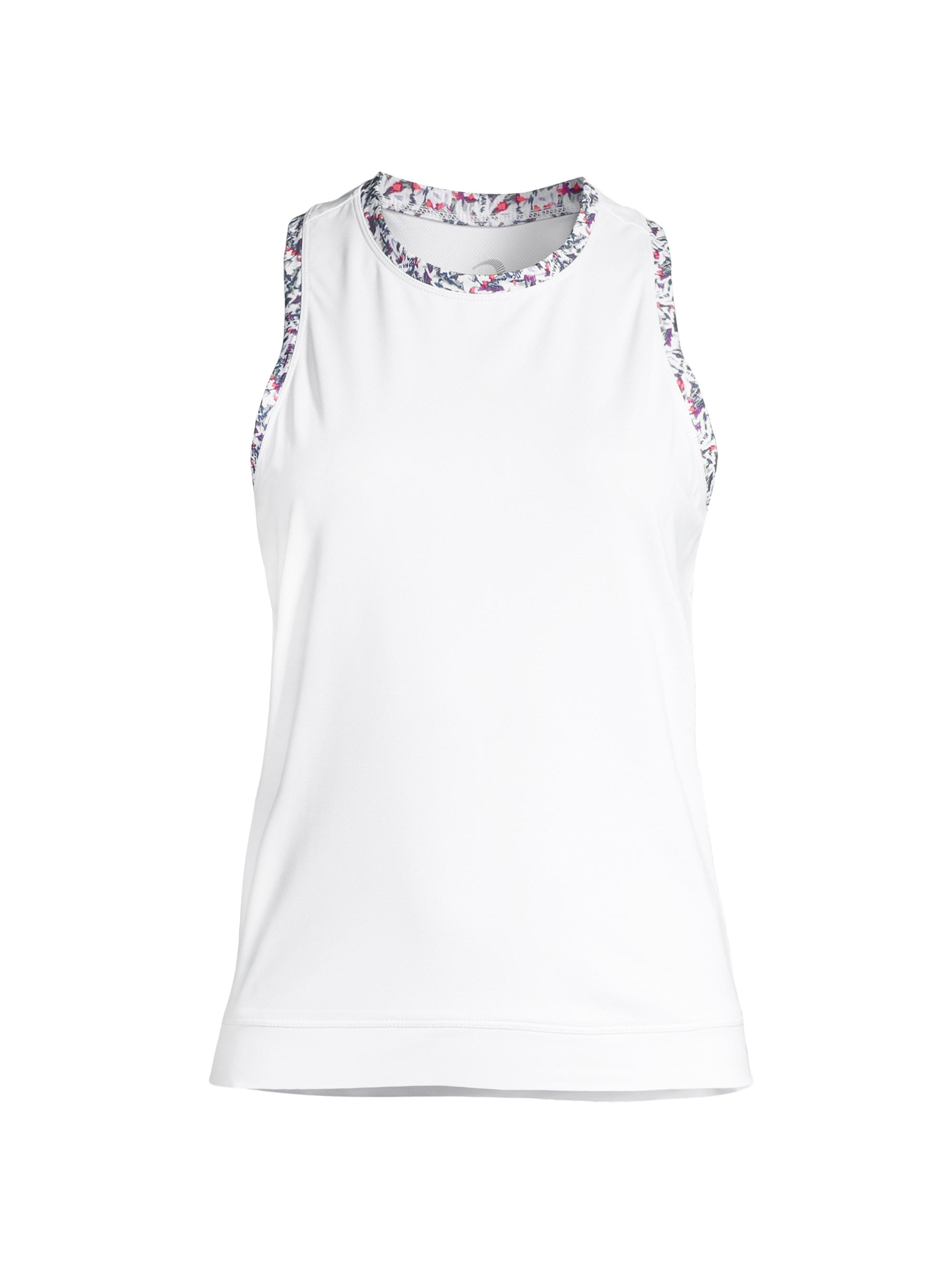 Zero Restriction Women's Coco Floral-Trim Active Tank - White