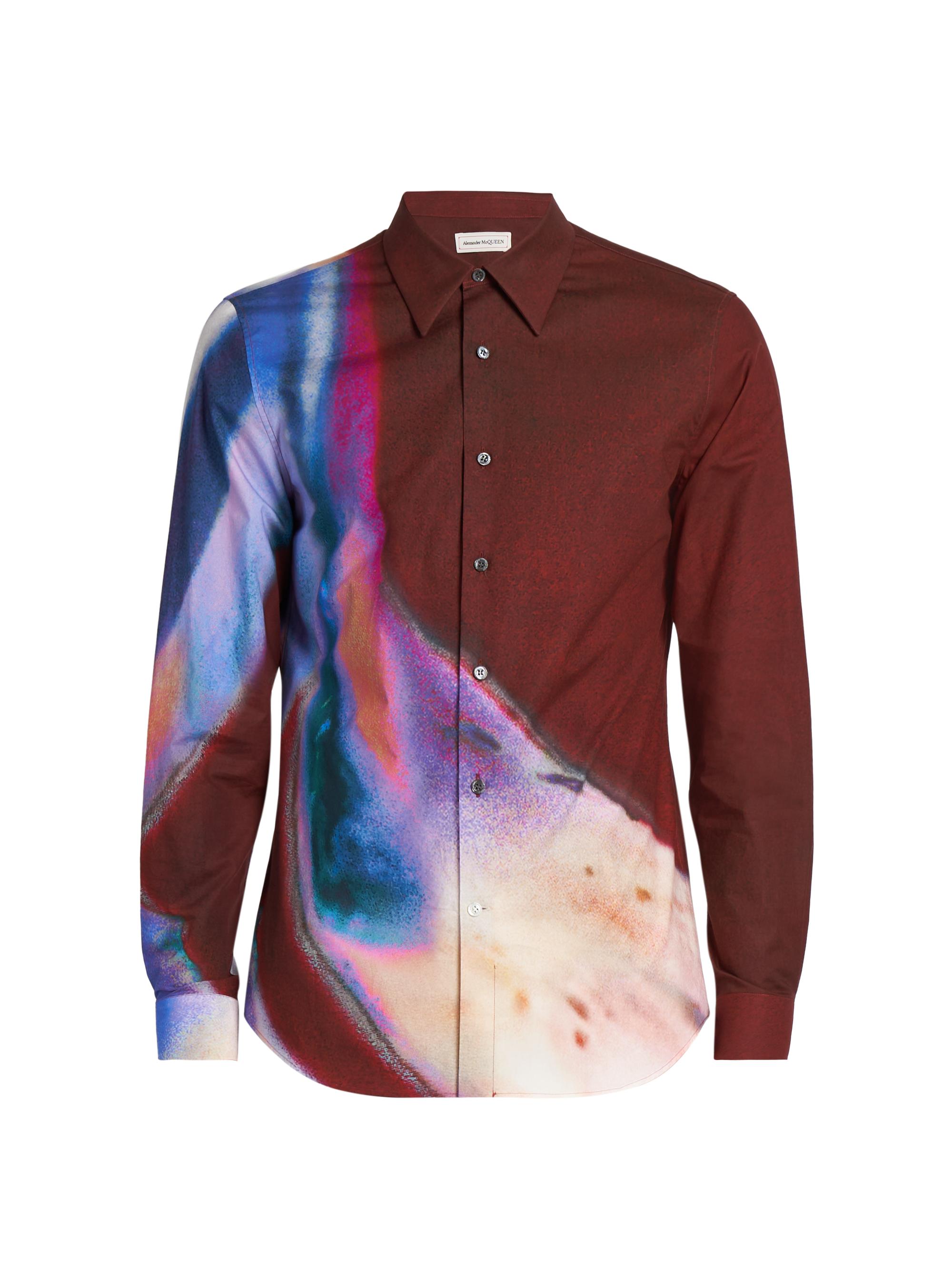 McQueen Men's Graphic Cotton Shirt - Garnet Mix