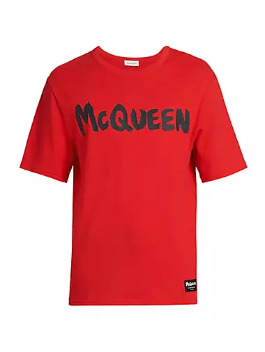 Black Alexander McQueen Logo Tote Bag, Alexander McQueen Mens Graffiti Logo  Pool Slide in Midnight Petrol White