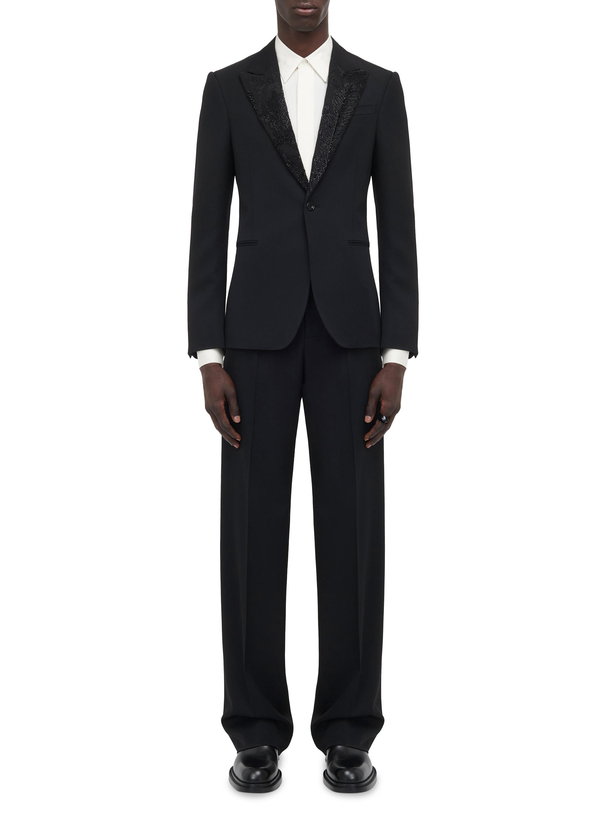 McQueen Men's Embellished Wool Suit Jacket - Black