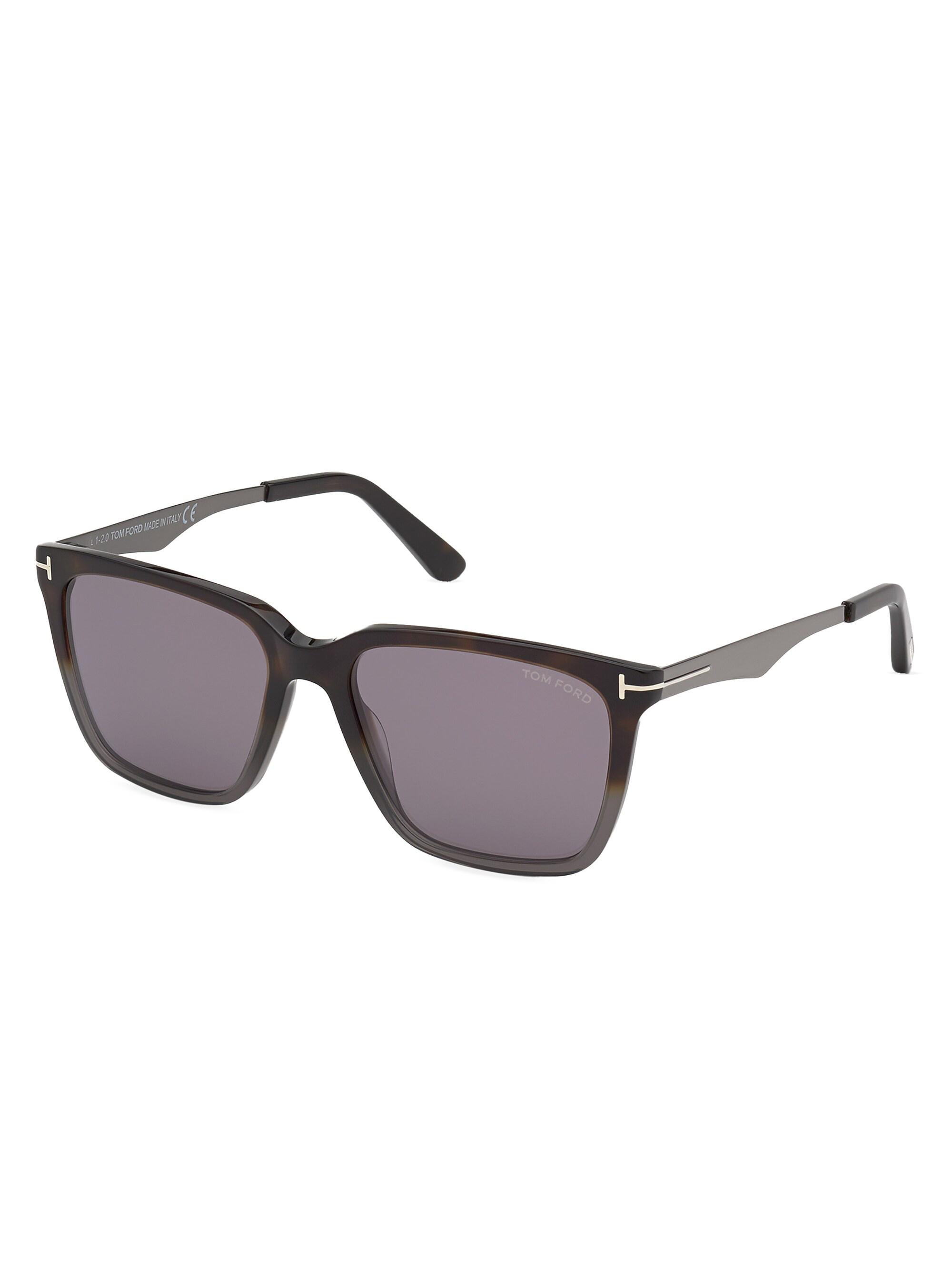 TOM FORD Men's Garrett 56MM Square Sunglasses - Dark Havana Mirror