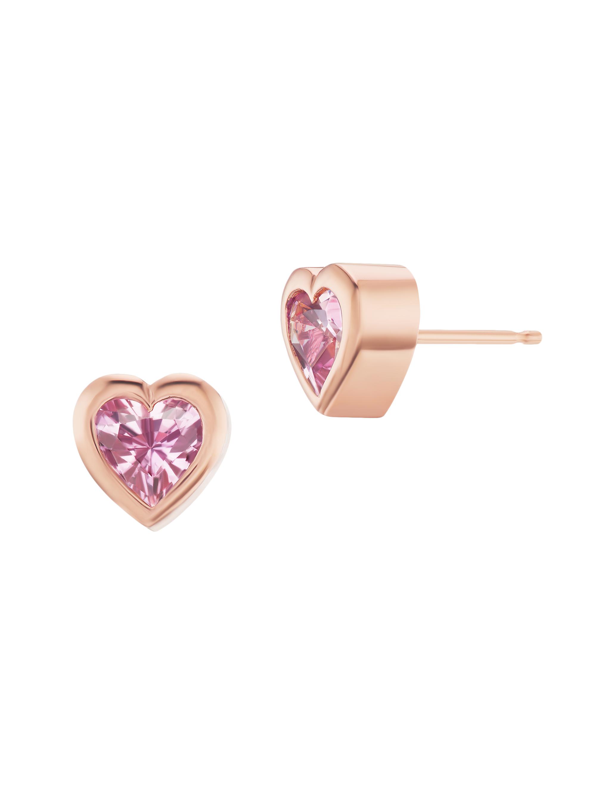 Emily P. Wheeler Women's Dress Up 18K Rose Gold & Pink Sapphire Heart Stud Earrings - Rose Gold
