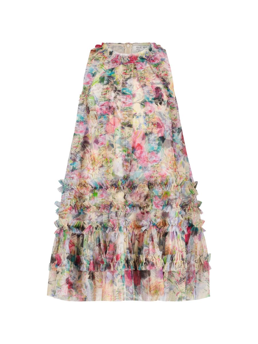 Mac Duggal Little Girl's & Girl's Floral Mesh A-line Dress In Multi