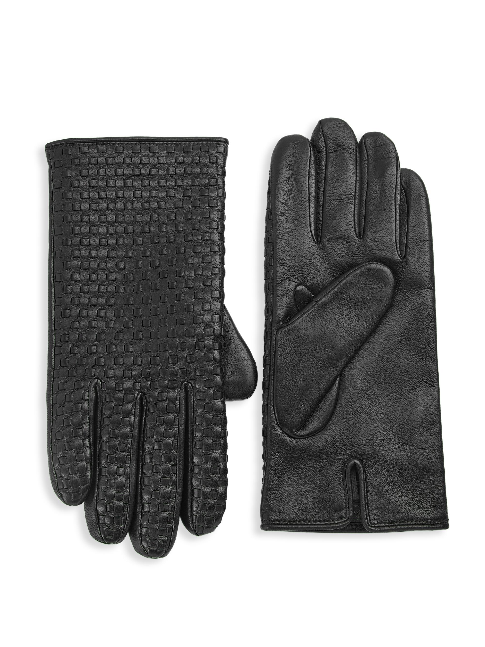 Saks Fifth Avenue Men's COLLECTION Woven Leather Gloves - Moonless