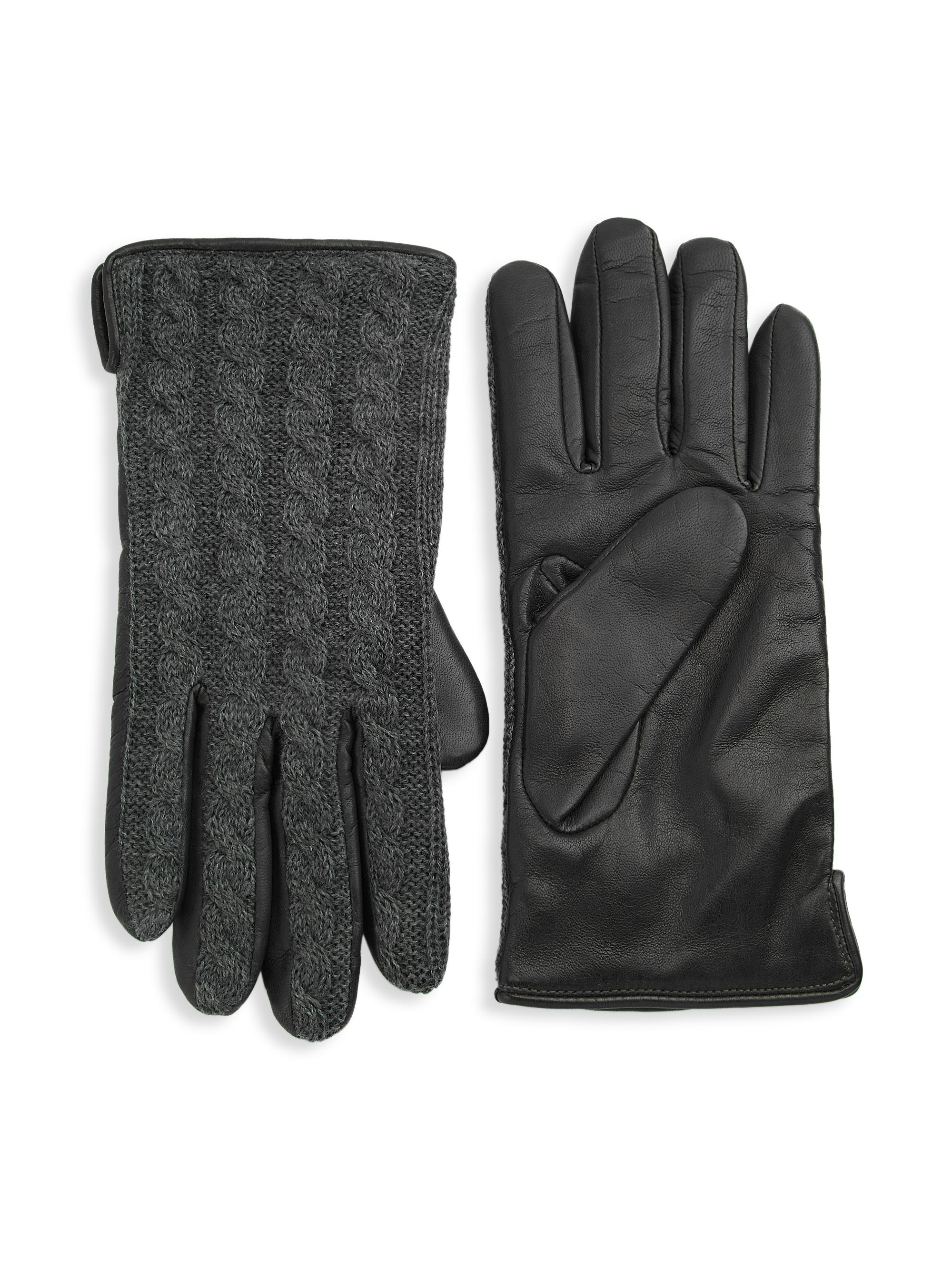 Saks Fifth Avenue Men's COLLECTION Wool & Leather Gloves - Gunmetal