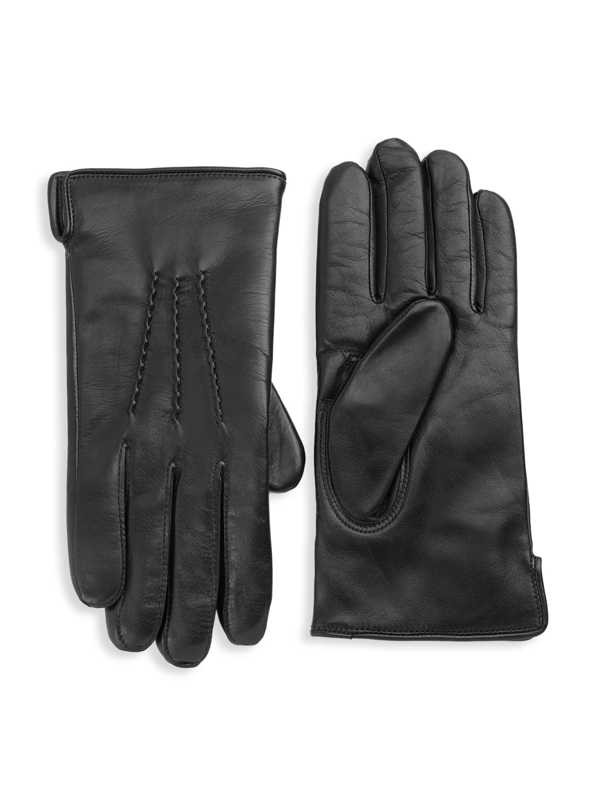 Saks Fifth Avenue Men's COLLECTION Leather & Cashmere-Lined Gloves - Moonless