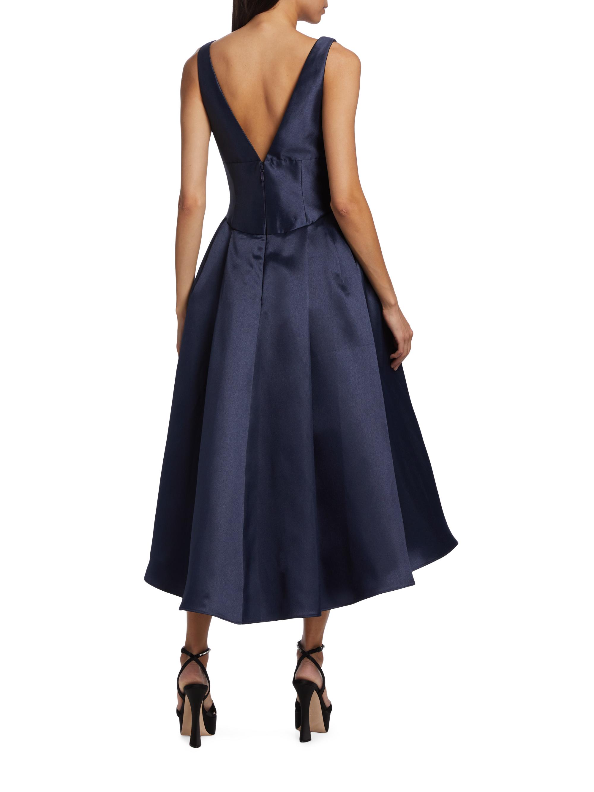 amsale mikado a-line midi-dress Amsale Women's Mikado Draped Bodice Gown - Black