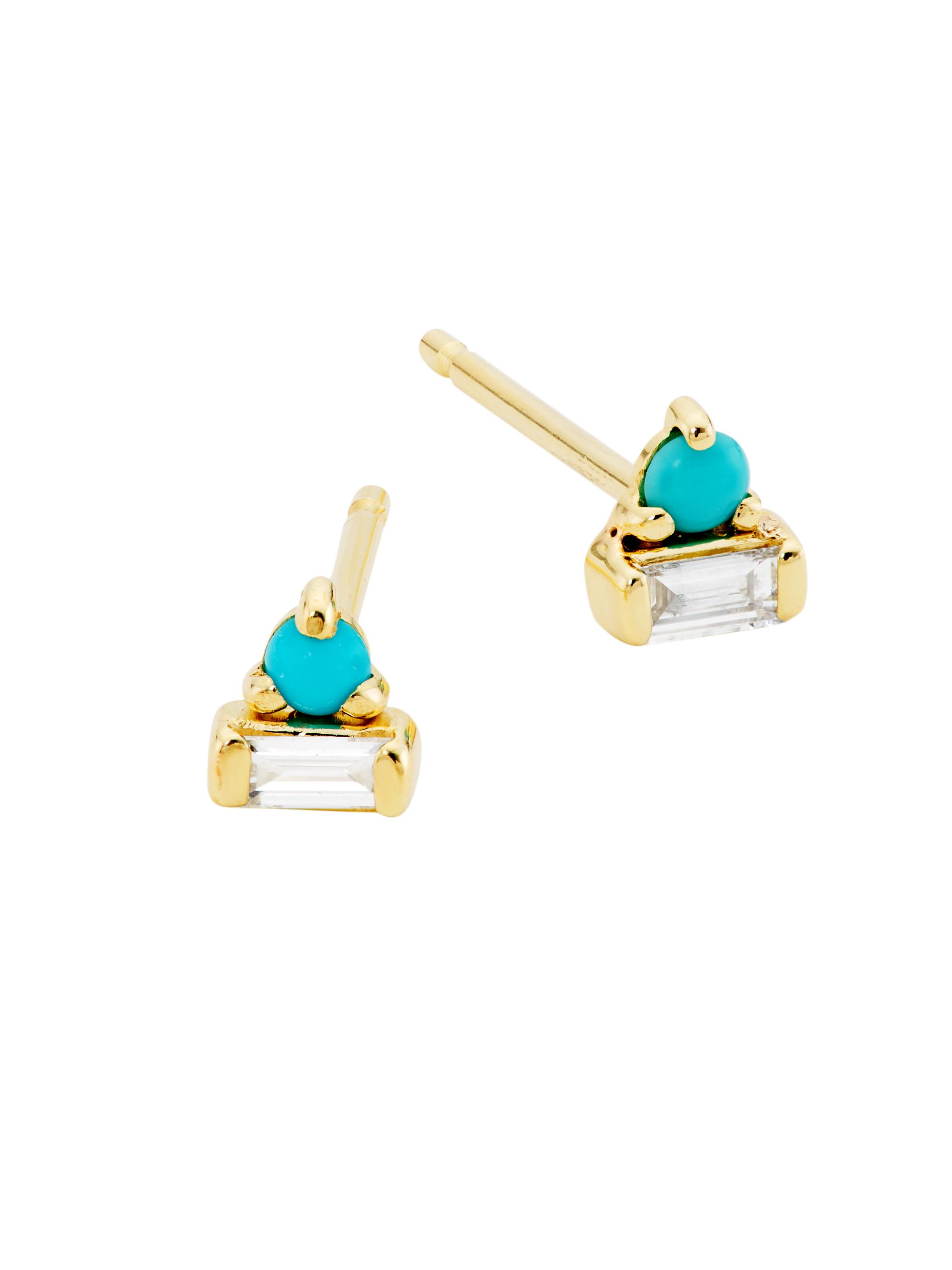 Zoë Chicco Women's 14K Yellow Gold, 0.12 TCW Diamond & Turquoise Triangle Stud Earrings - Gold