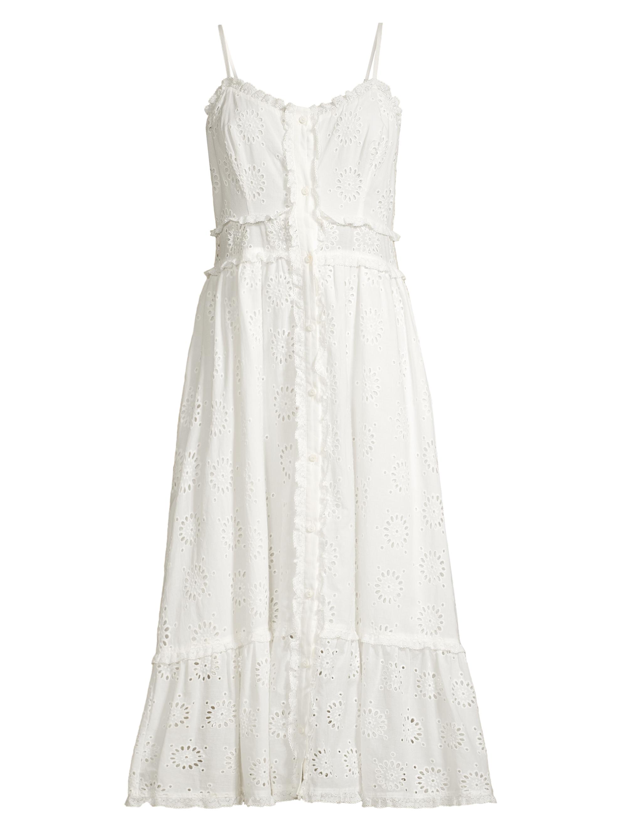 stellah Women's Eyelet-Trimmed Cami Midi-Dress - White