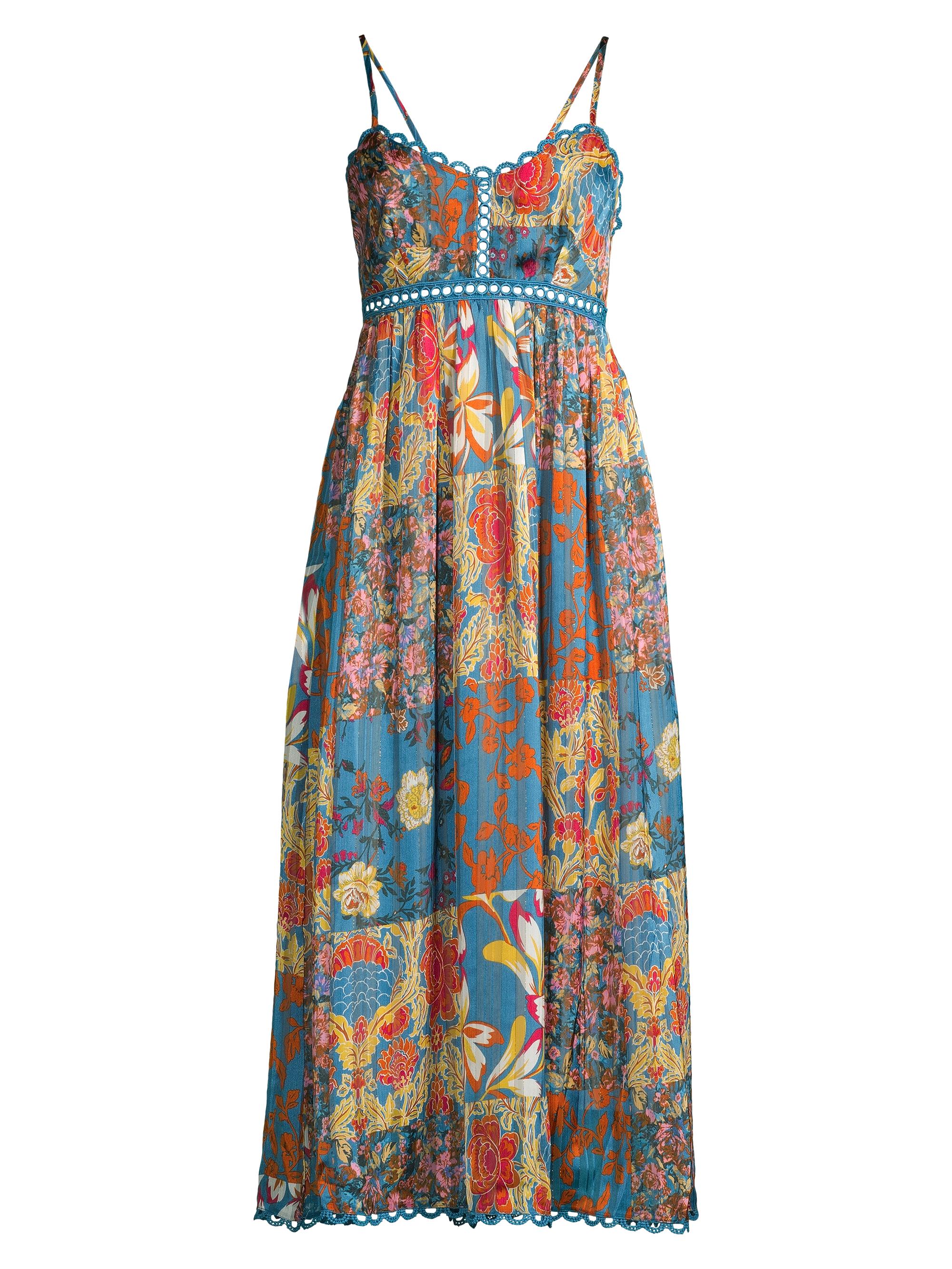 stellah Women's Floral Patchwork Print Dress - Blue Combo