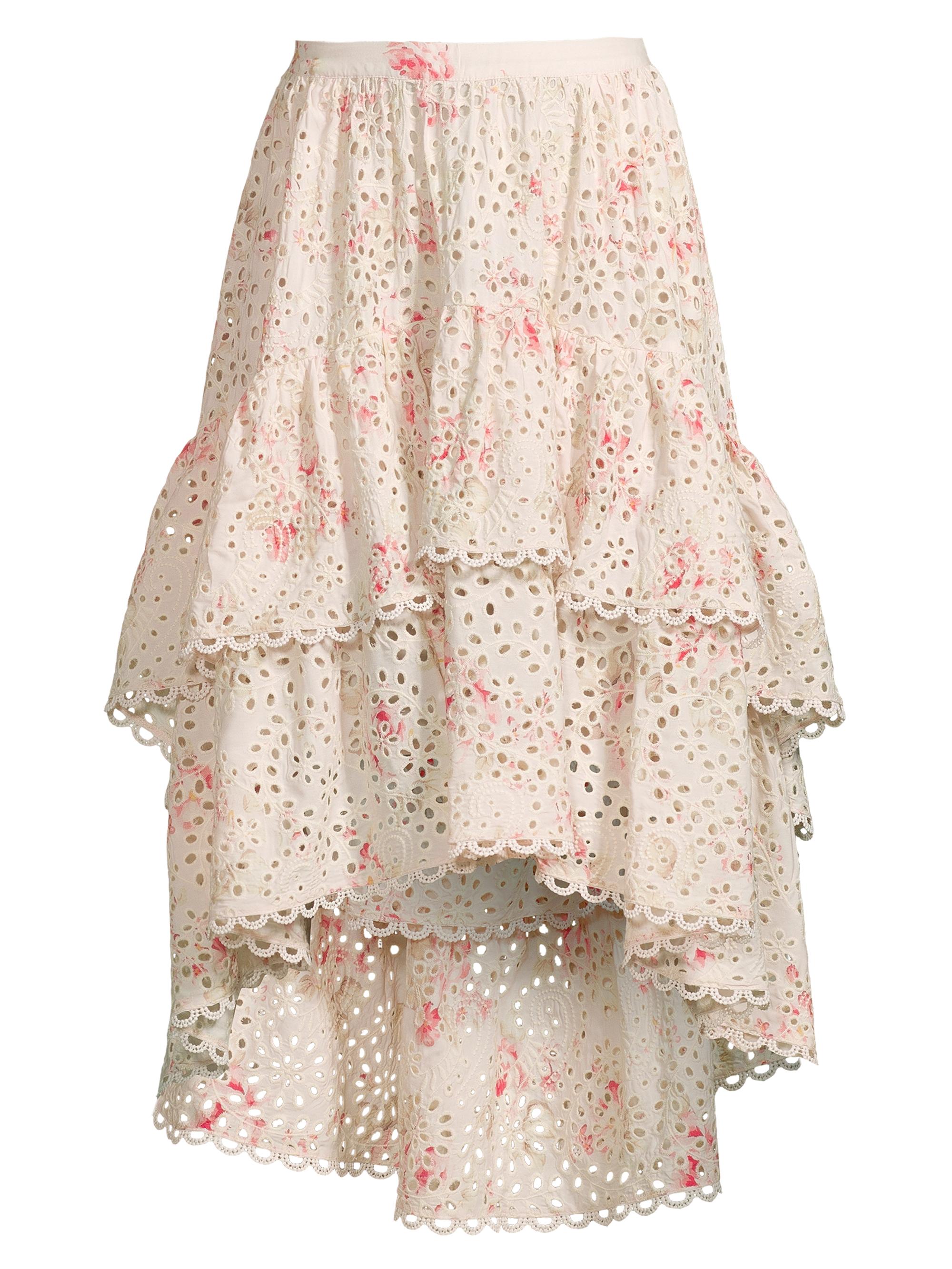 stellah Women's Printed High-Low Skirt - Pink Combo