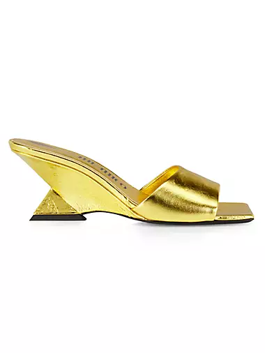 Cheope 60MM Metallic Leather Wedge Mules