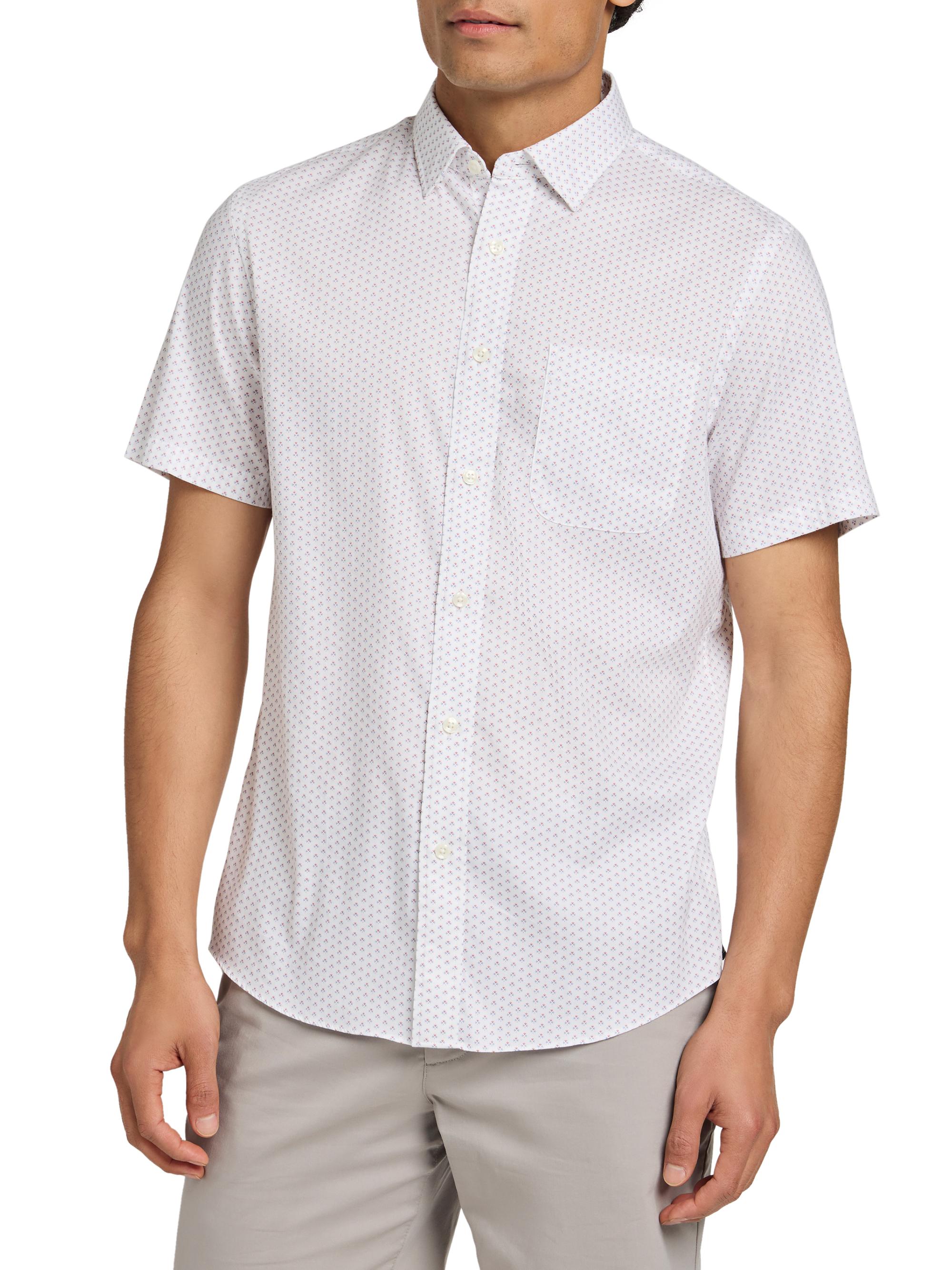 Faherty Brand Men's Movement Polka Dot Short-Sleeve Shirt - Cream Blue Clover