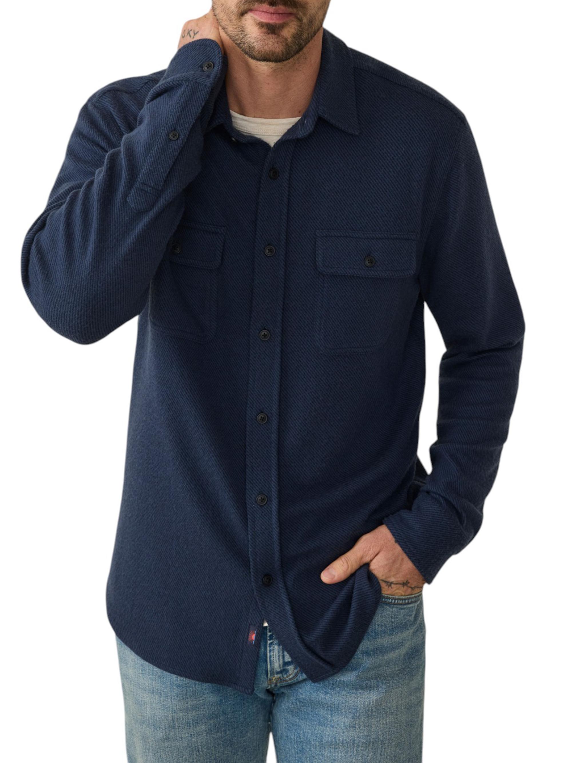 Faherty Brand Men's Legend Knit Button-Up Shirt - Brighton Navy Twill
