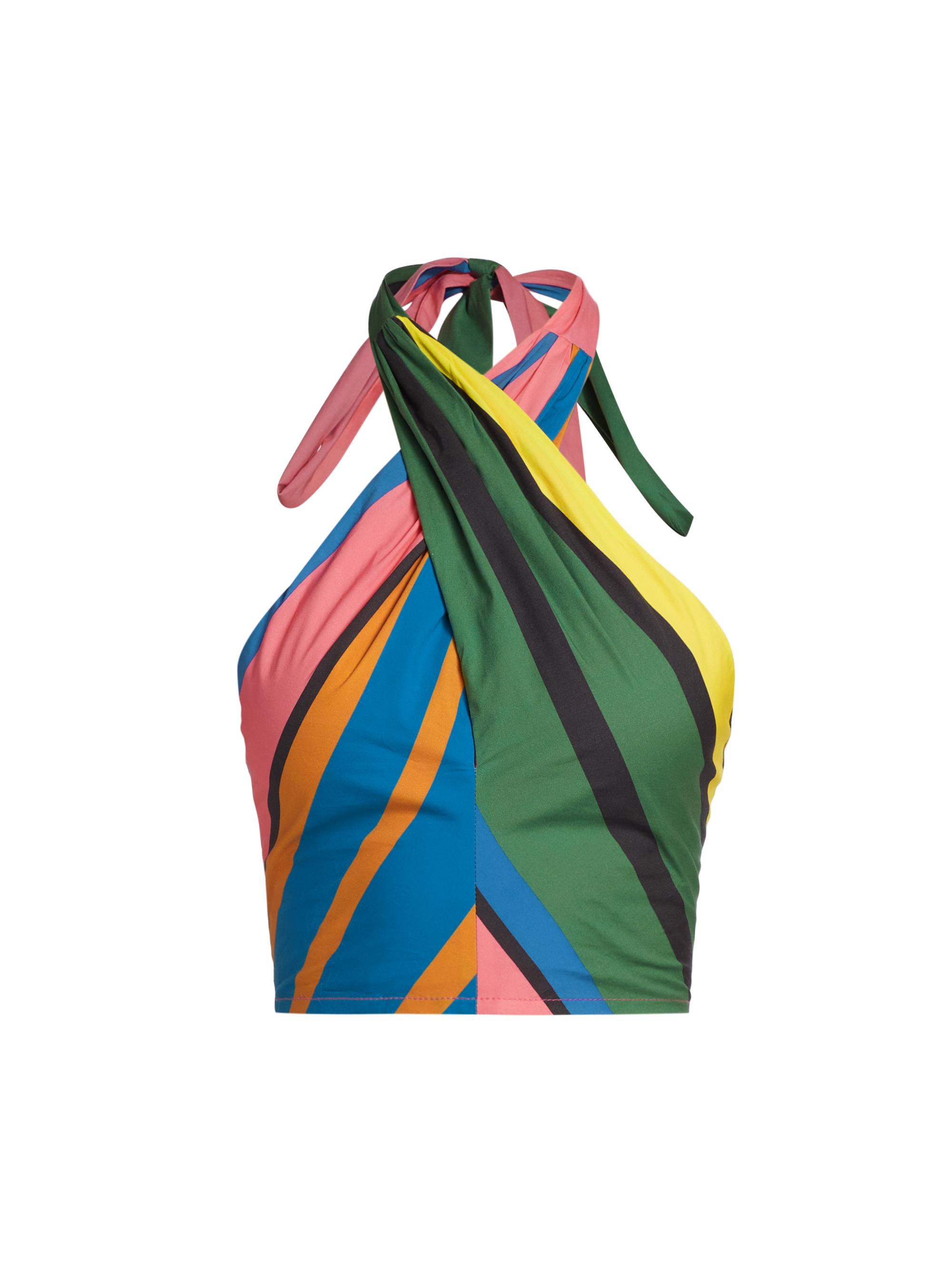 Staud Women's Kai Striped Halter Top - Formentera Stripe