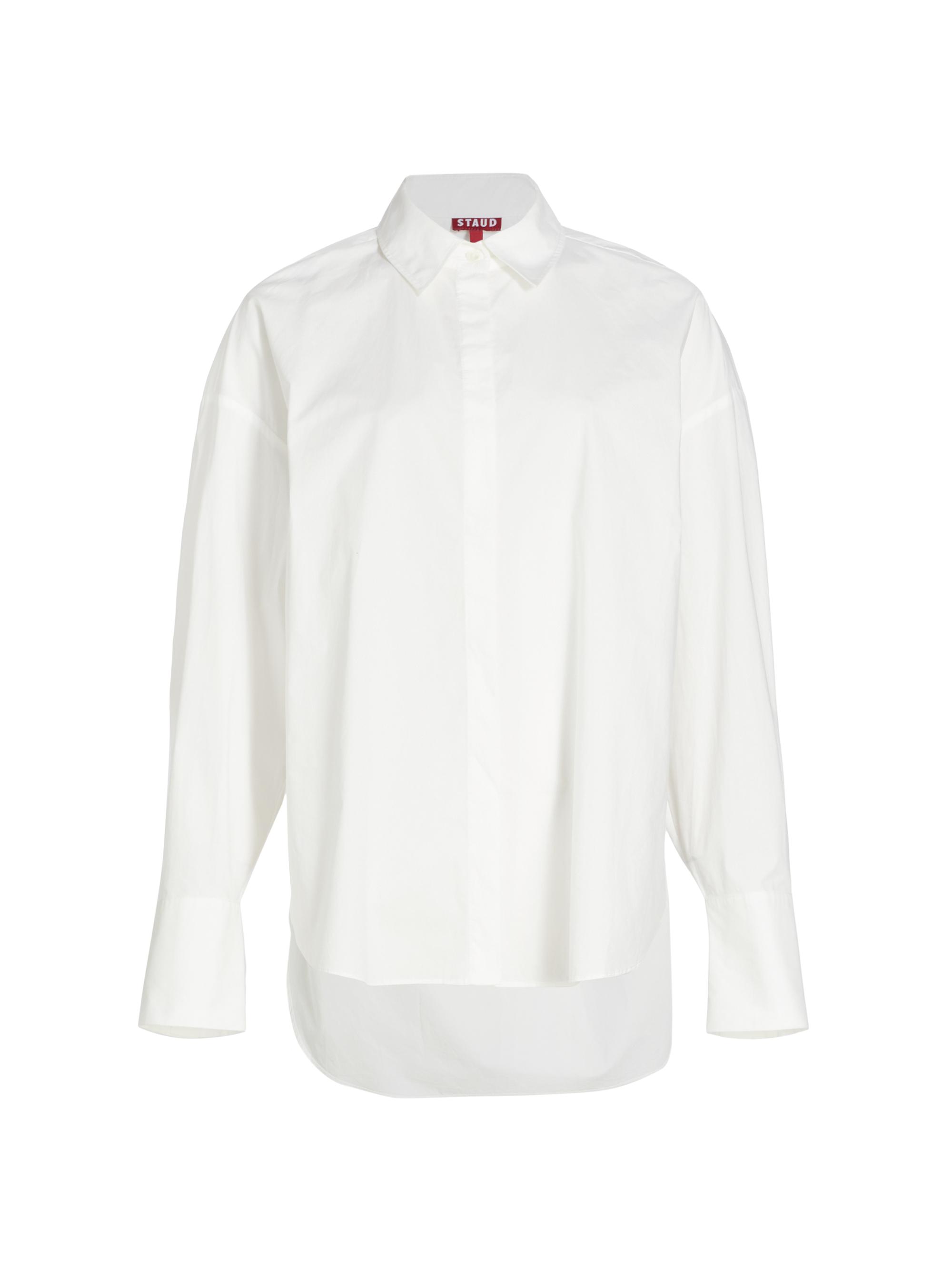 Staud Women's Colton Oversized Cotton Shirt - White