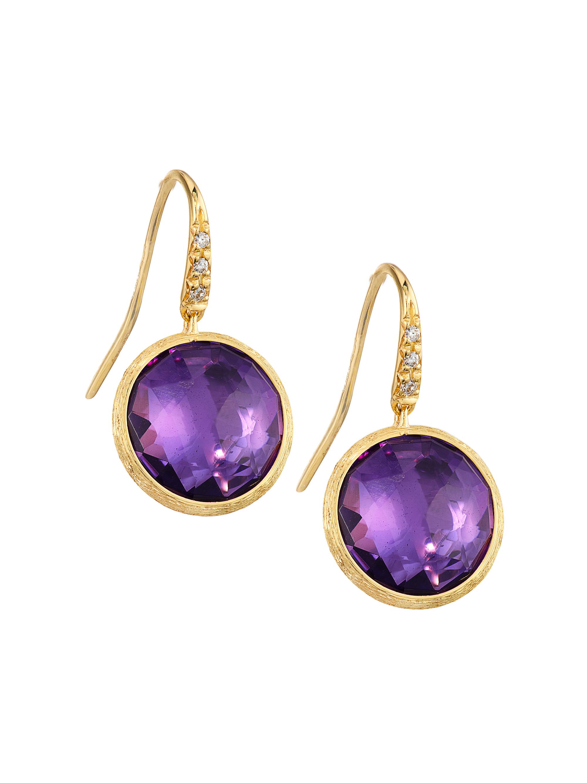 Marco Bicego Women's Jaipur Color 18K Yellow Gold, Amethyst & 0.05 TCW Diamond Drop Earrings - Gold