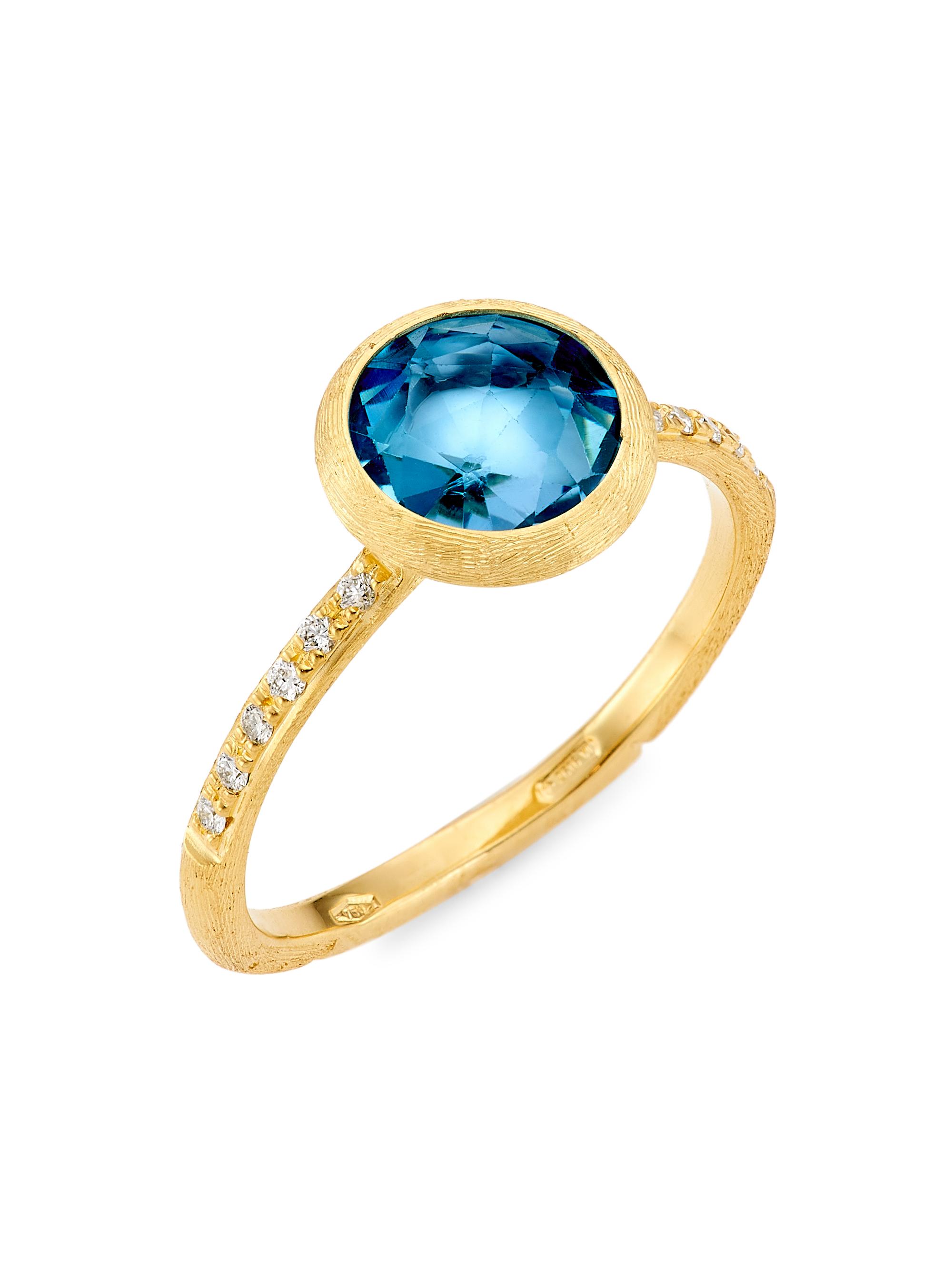 Marco Bicego Women's Jaipur Color 18K Yellow Gold, Blue Topaz & 0.09 TCW Diamond Ring - Gold