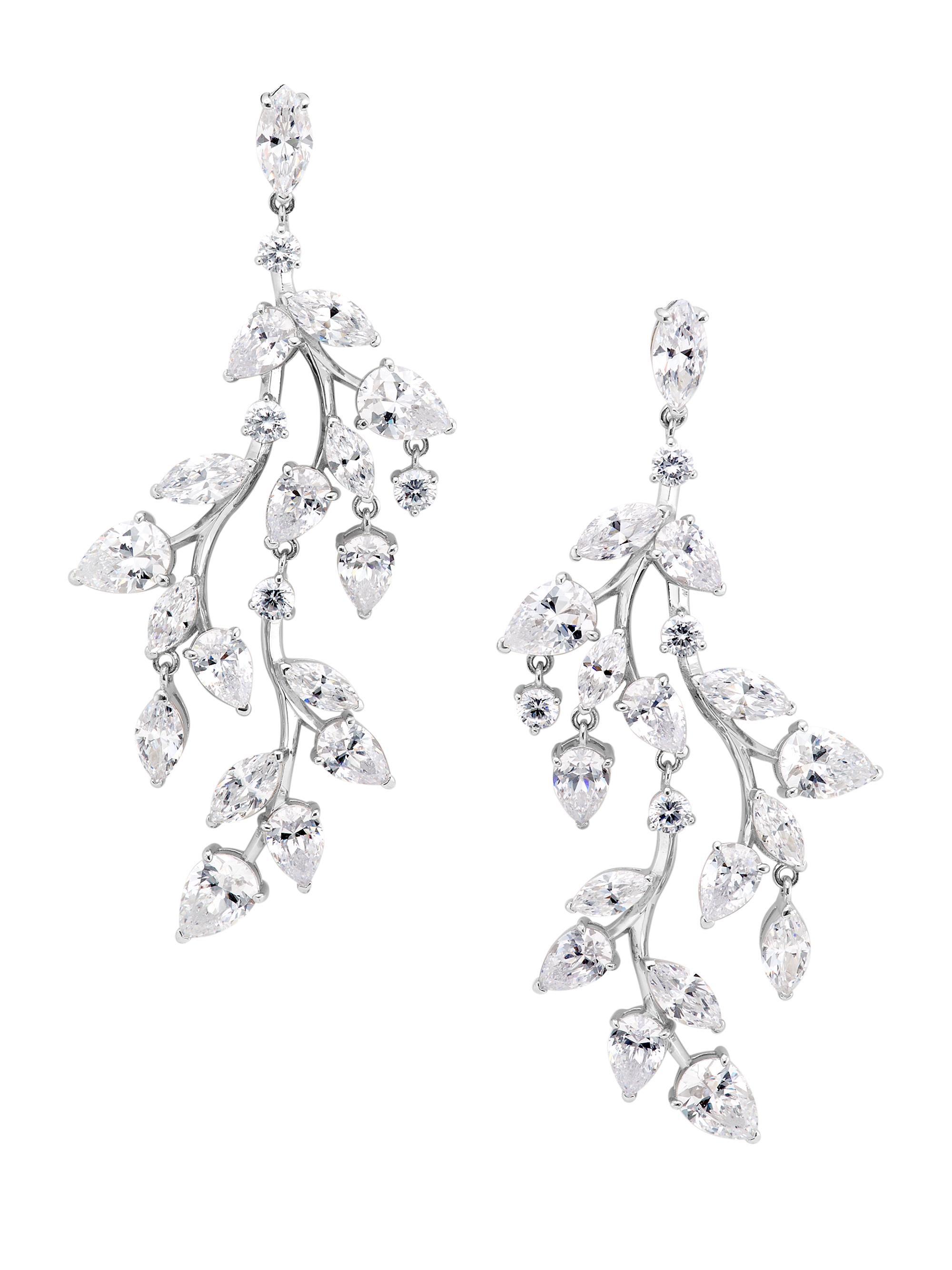 Adriana Orsini Women's Taylor Rhodium-Plated & Cubic Zirconia Vine Chandelier Earrings - Silver