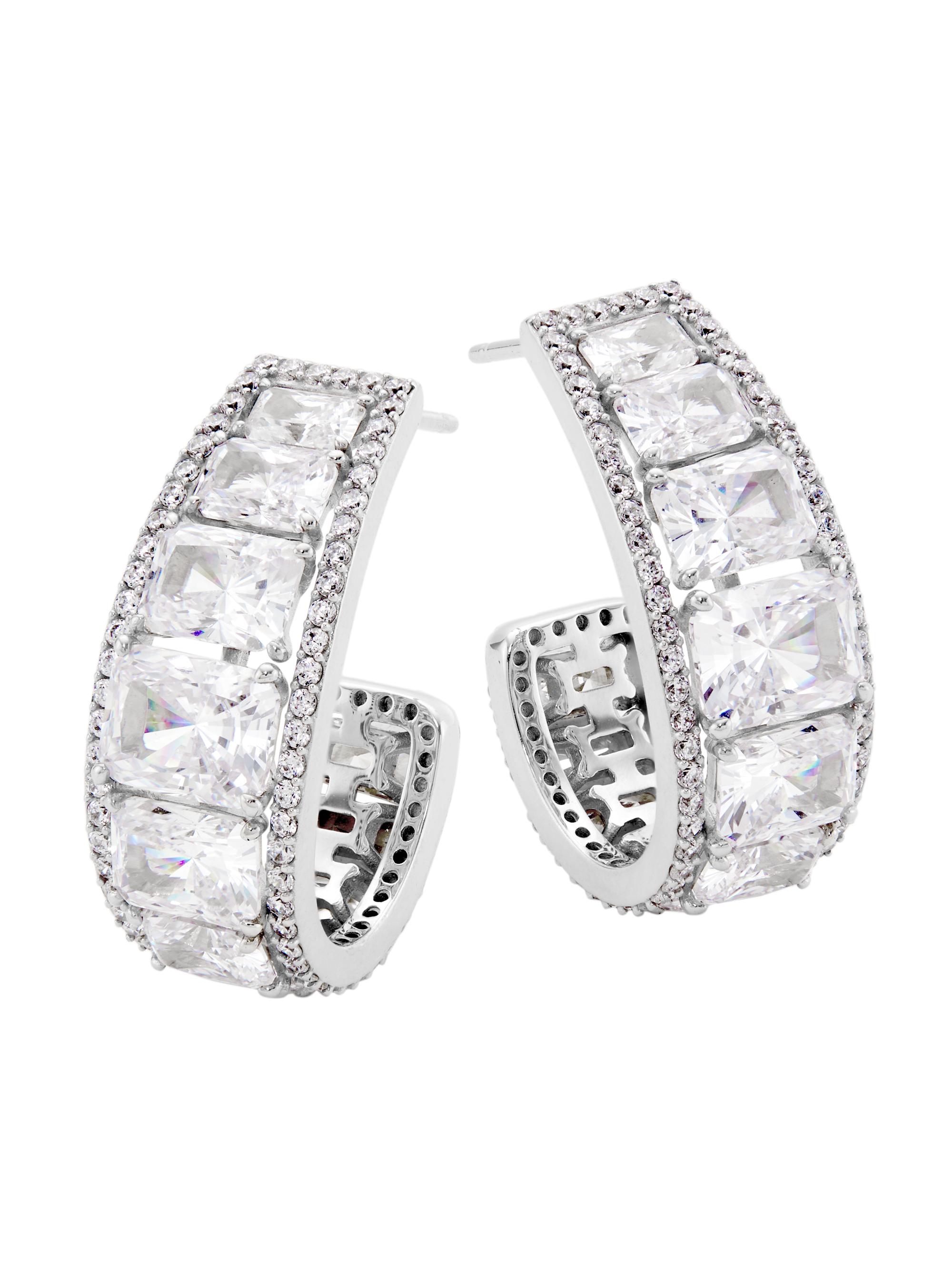 Adriana Orsini Women's Mesmerize Rhodium-Plate & Cubic Zirconia Hoop Earrings - Silver Crystal