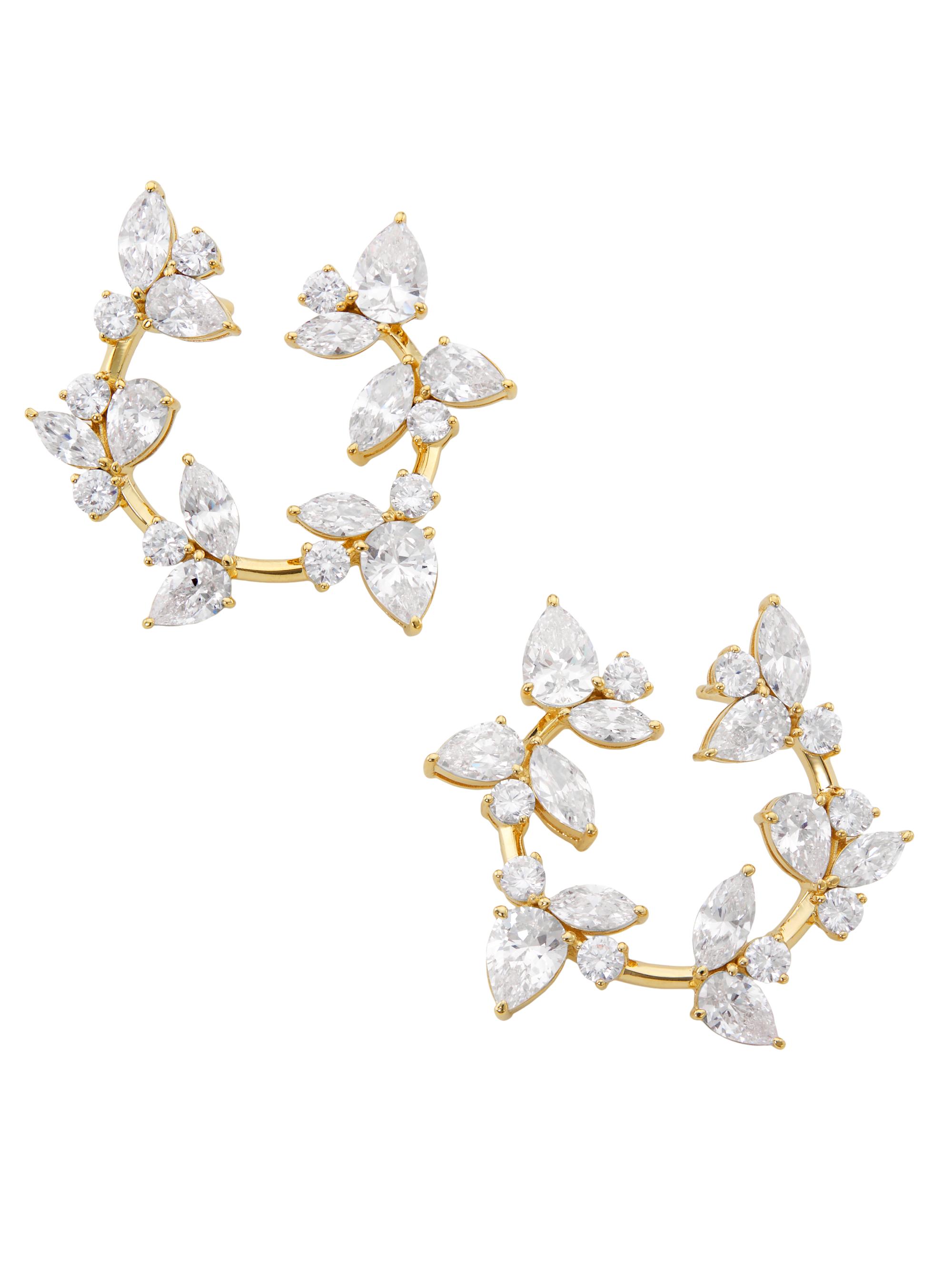 Adriana Orsini Women's Taylor Vine Rhodium-Plated & Cubic Zirconia Open Hoop Earrings - Gold