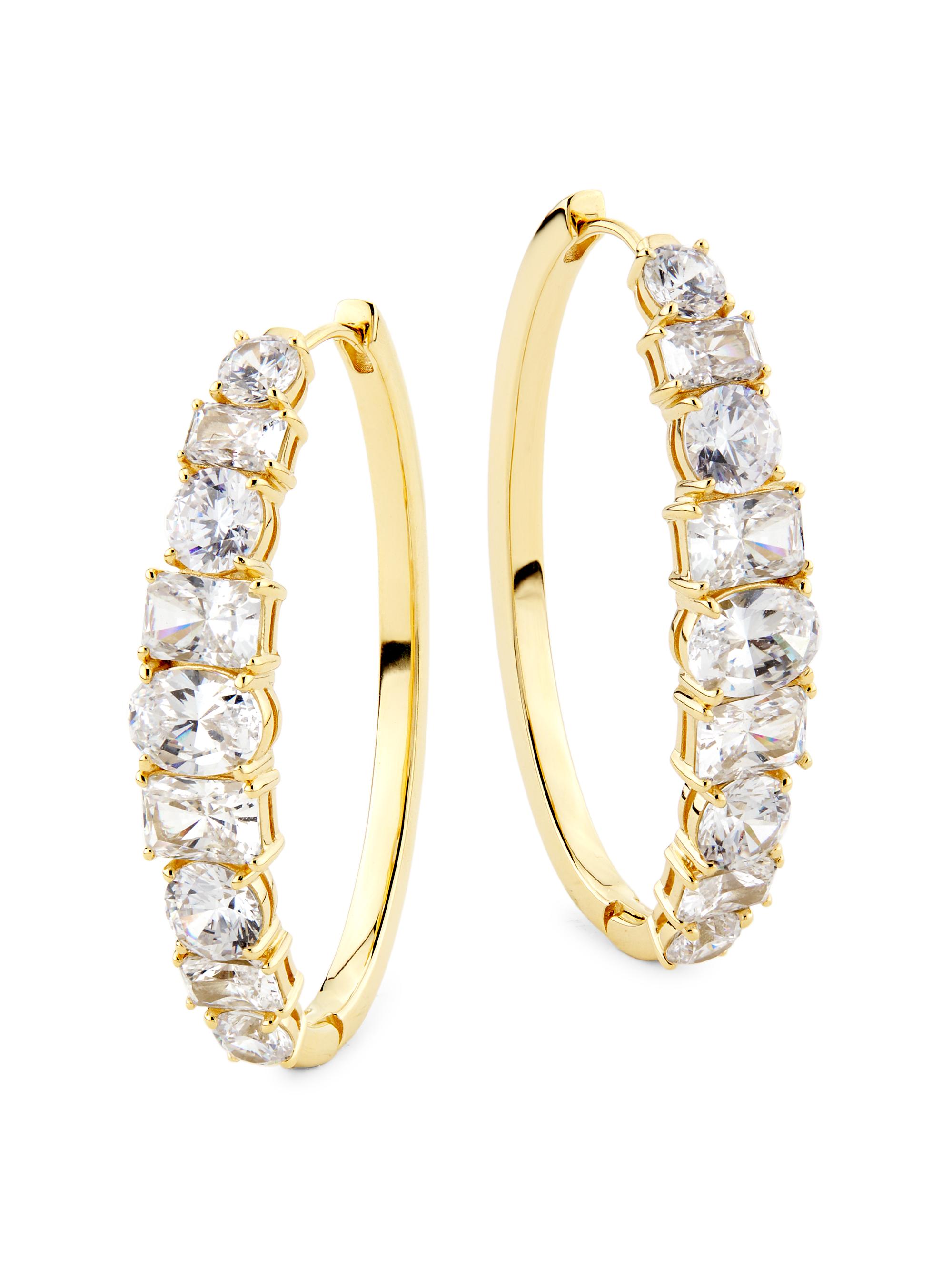 Adriana Orsini Women's Mesmerize 18K-Gold-Plated & Cubic Zirconia Oval Hoop Earrings - Gold