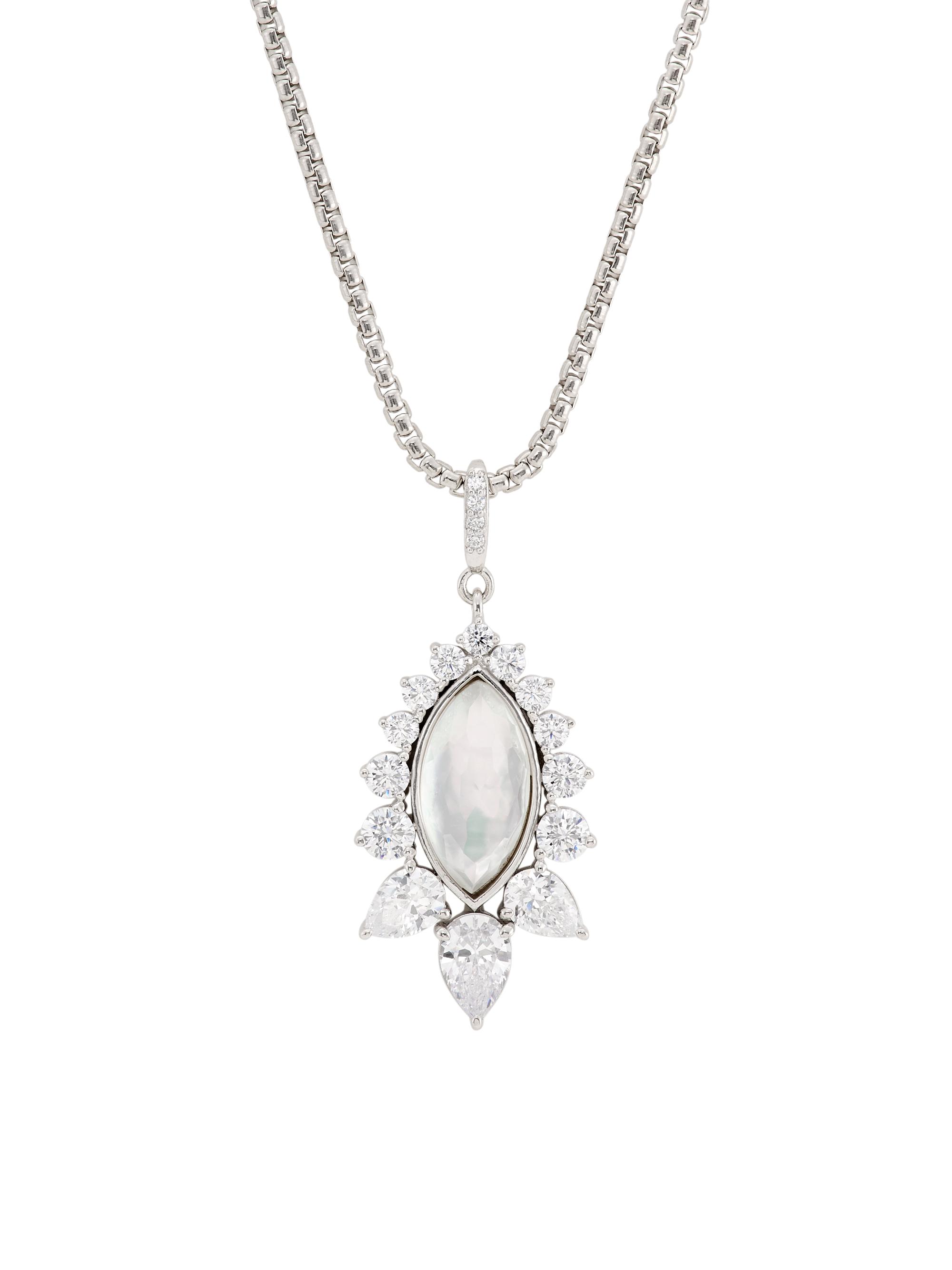 Adriana Orsini Women's Taylor Quartz, Mother-of-Pearl & Cubic Zirconia Pendant Necklace - Silver Crystal