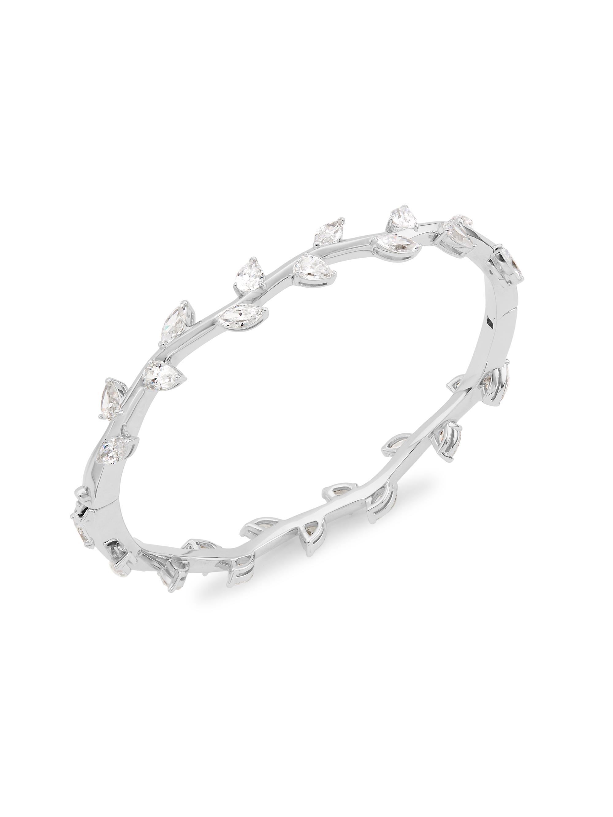 Adriana Orsini Women's Taylor Rhodium-Plated & Cubic Zirconia Vine Bangle - Silver Crystal