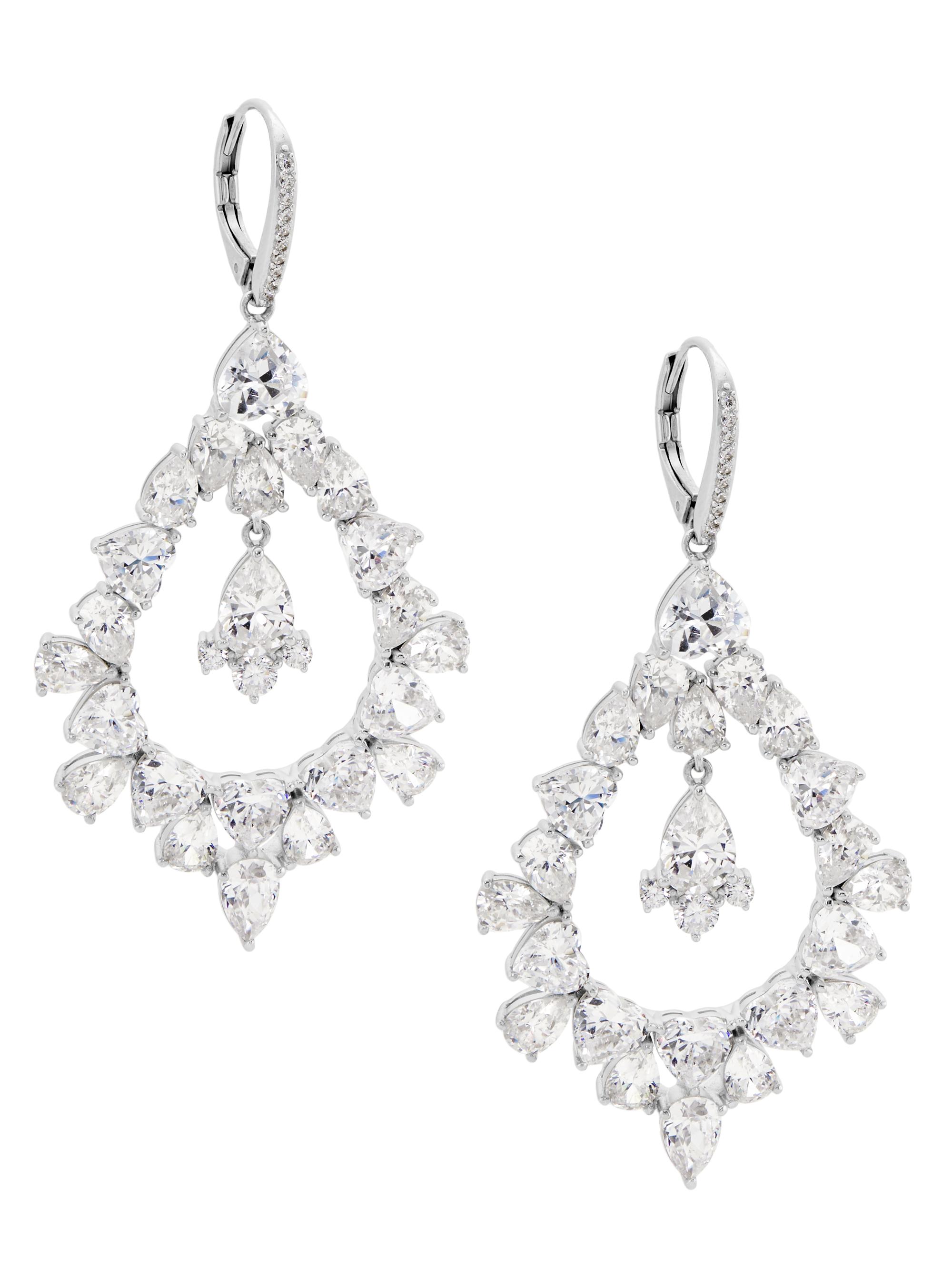 Adriana Orsini Women's Ear Candy Rhodium-Plate & Cubic Zirconia Drop Earrings - Silver Crystal