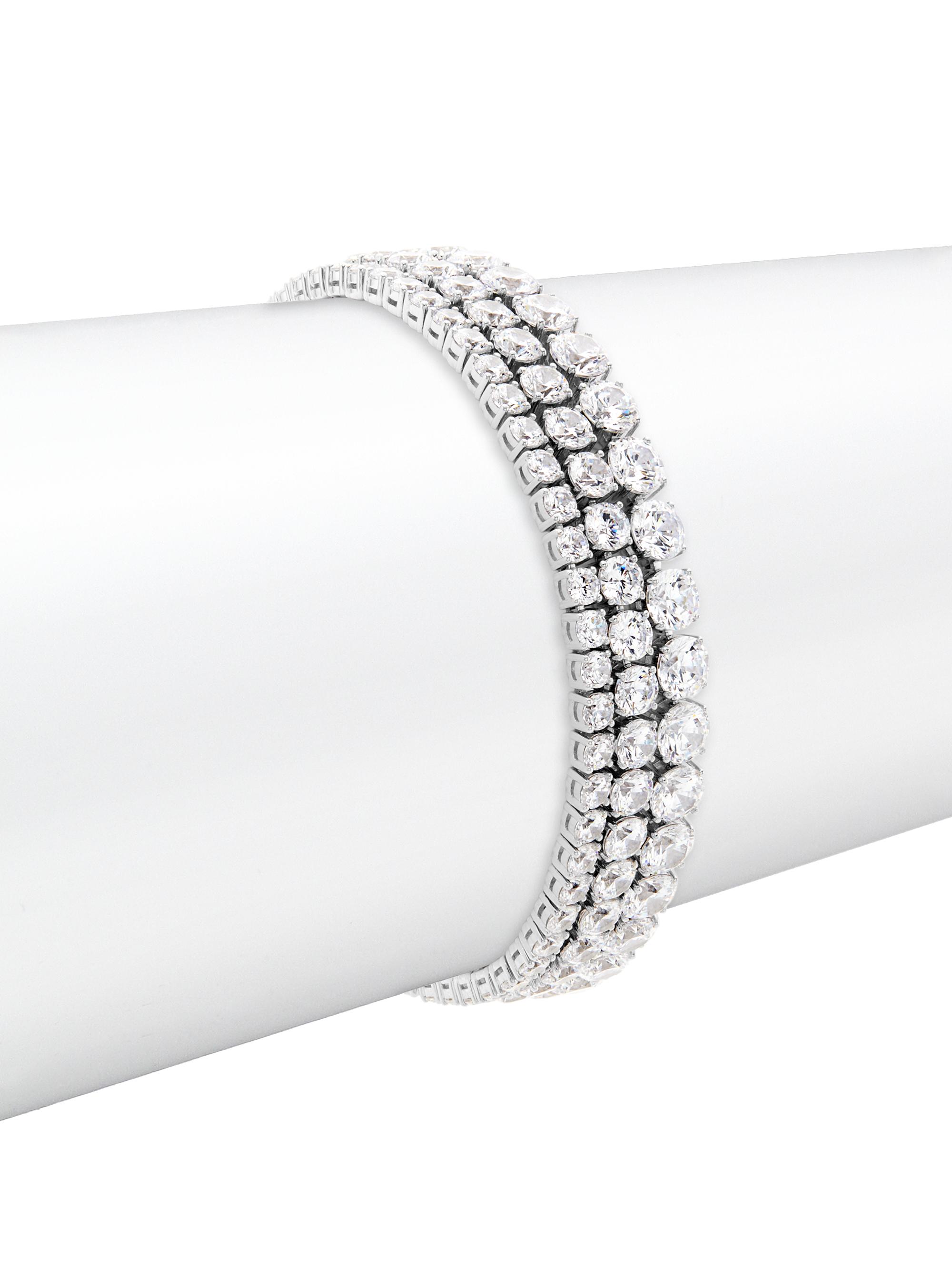 Adriana Orsini Women's Bubbly Rhodium-Plated & Cubic Zirconia Triple-Strand Tennis Bracelet - Silver Crystal