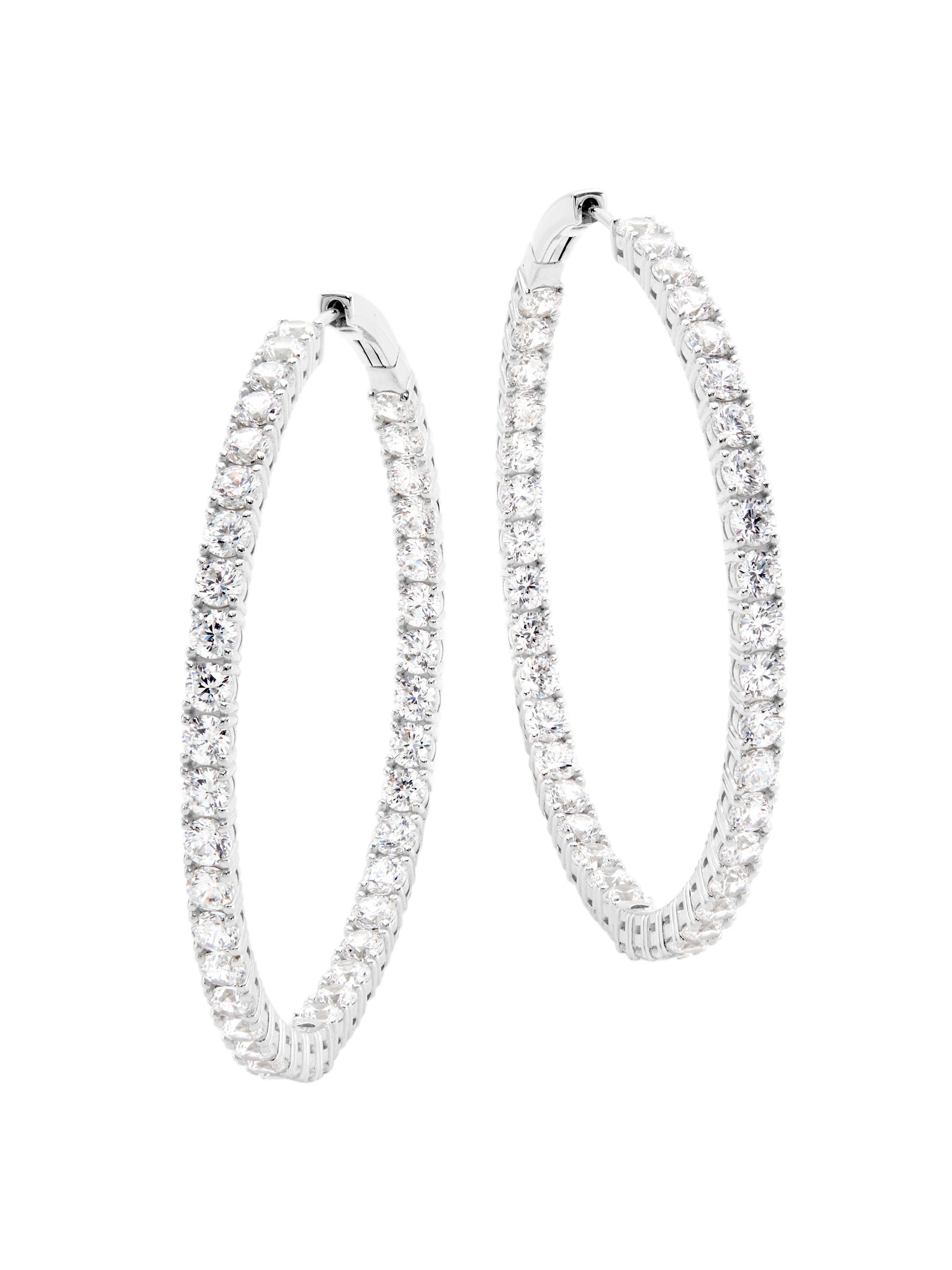 Adriana Orsini Women's Mesmermize Rhodium-Plated & Cubic Zirconia Inside-Out Hoop Earrings - Silver Crystal