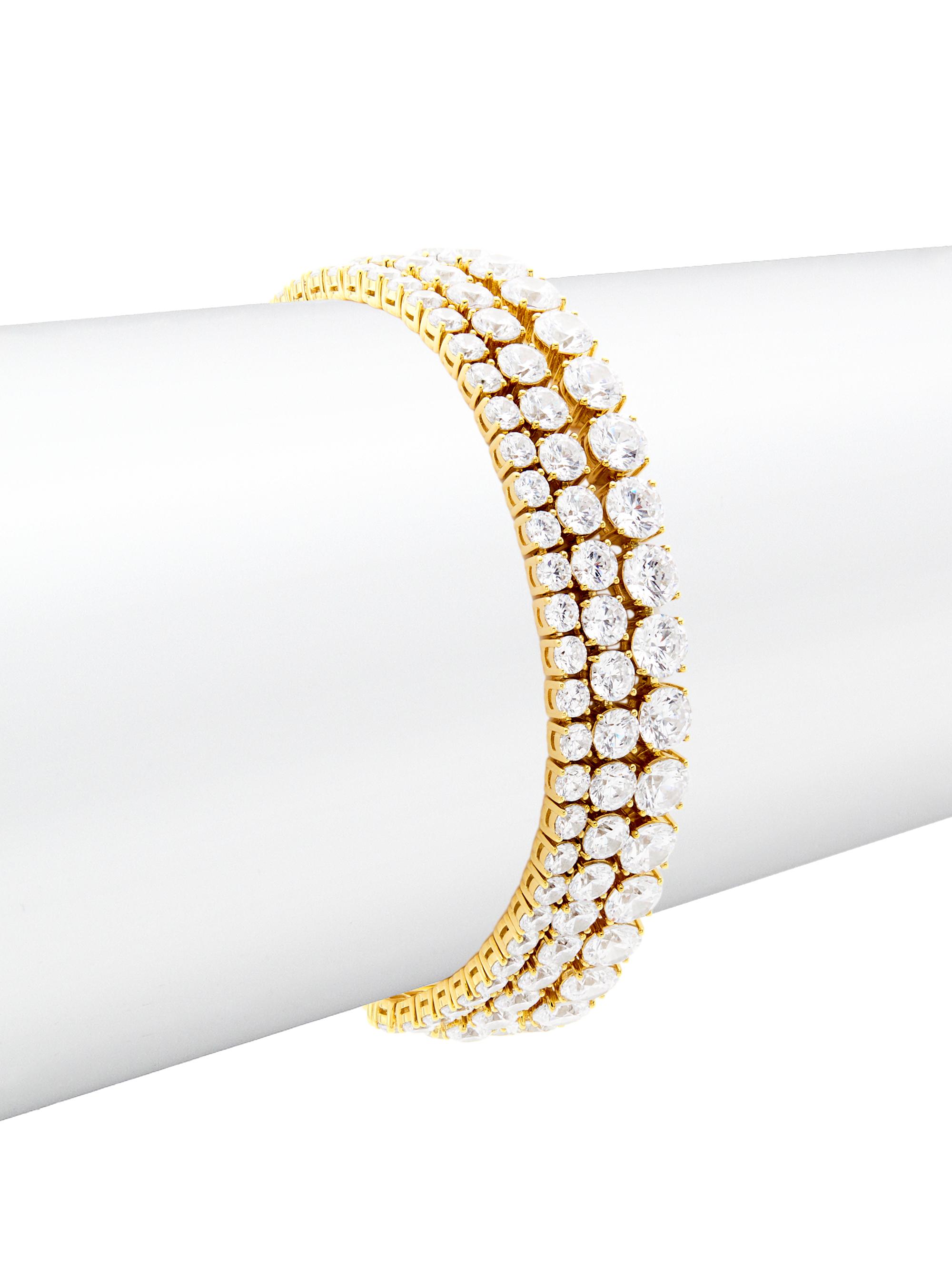 Adriana Orsini Women's Bubbly 18K-Gold-Plated & Cubic Zirconia Triple-Strand Tennis Bracelet - Gold Crystal