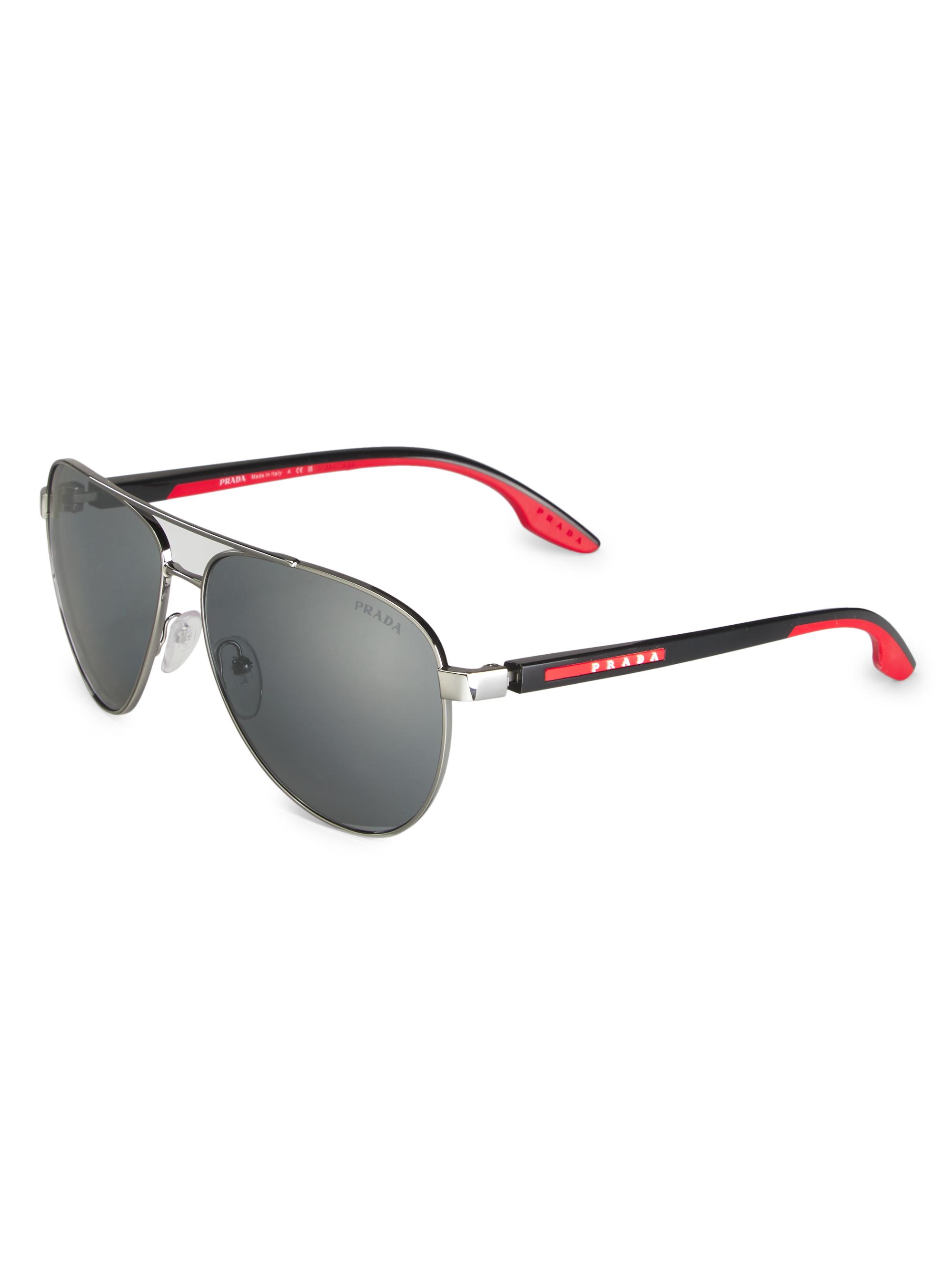 Prada Linea Rossa 61MM Metal Pilot Sunglasses | Saks Fifth Avenue