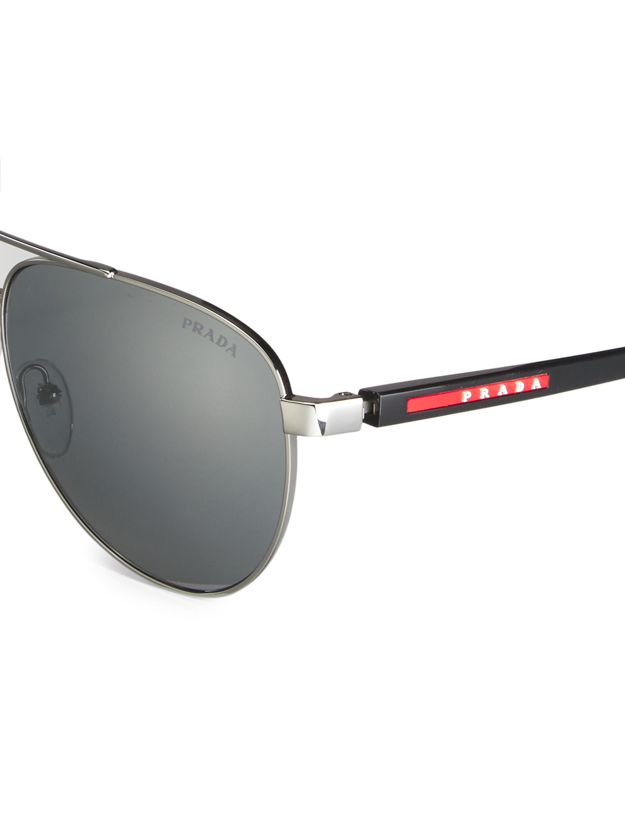 Prada Linea Rossa 61MM Metal Pilot Sunglasses | Saks Fifth Avenue