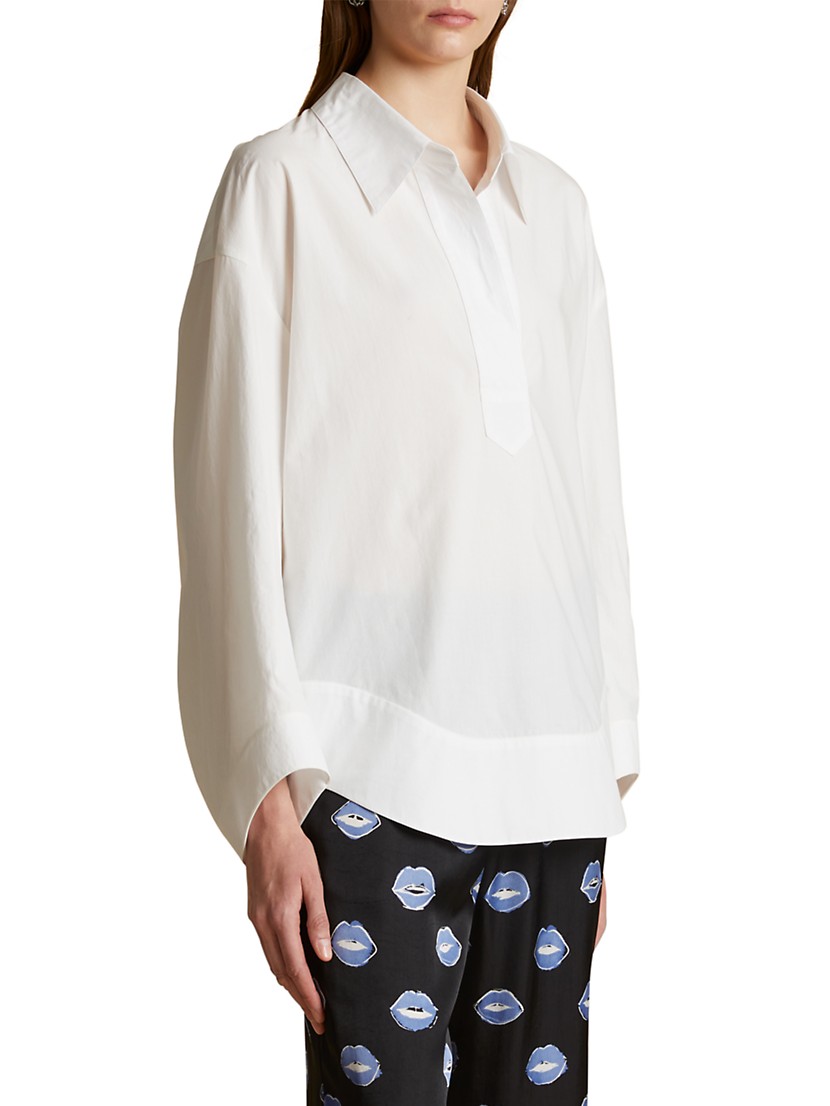 Shop Khaite Melan Long-Sleeve Cotton Top | Saks Fifth Avenue Shop Khaite Melan Long-Sleeve Cotton Top | Saks Fifth Avenue