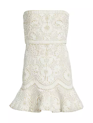 Saks Fifth Avenue, Dresses, Vintage Saks Fifth Avenue Couture Strapless  White Lace Mini Dress Flower Girl