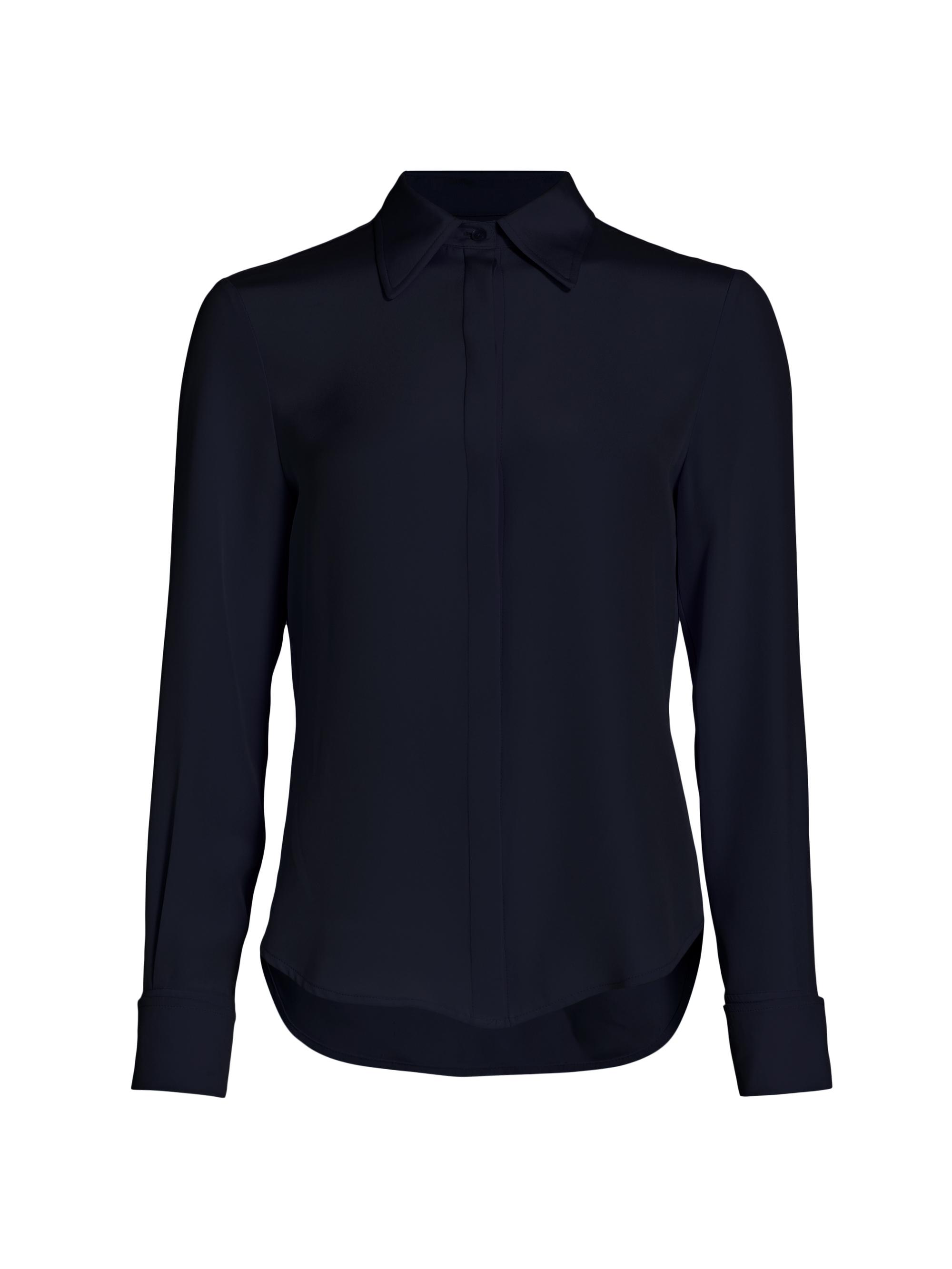 Brandon Maxwell Women's Spence Button-Up Silk Shirt - Navy